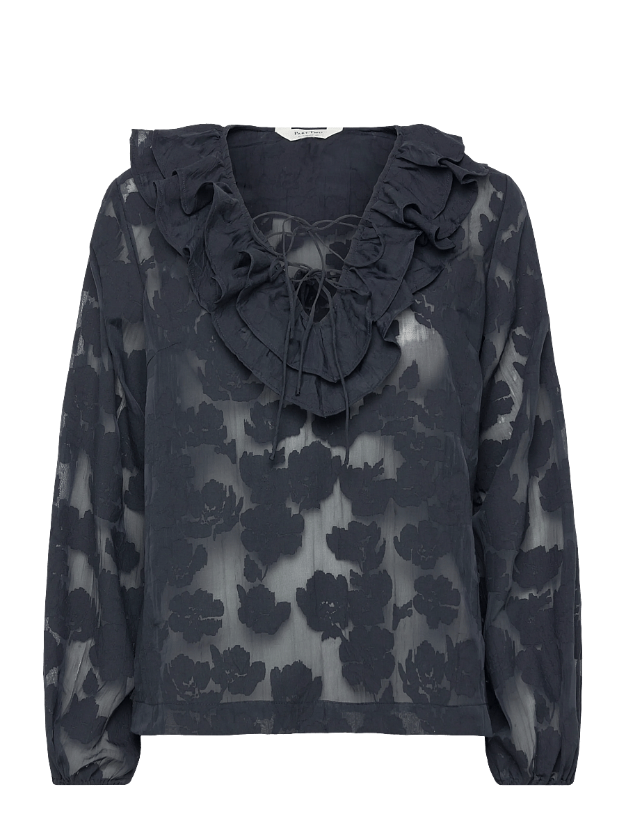 Part Two - ZairaPW BL - langærmede bluser - dark navy blurred flower - 1
