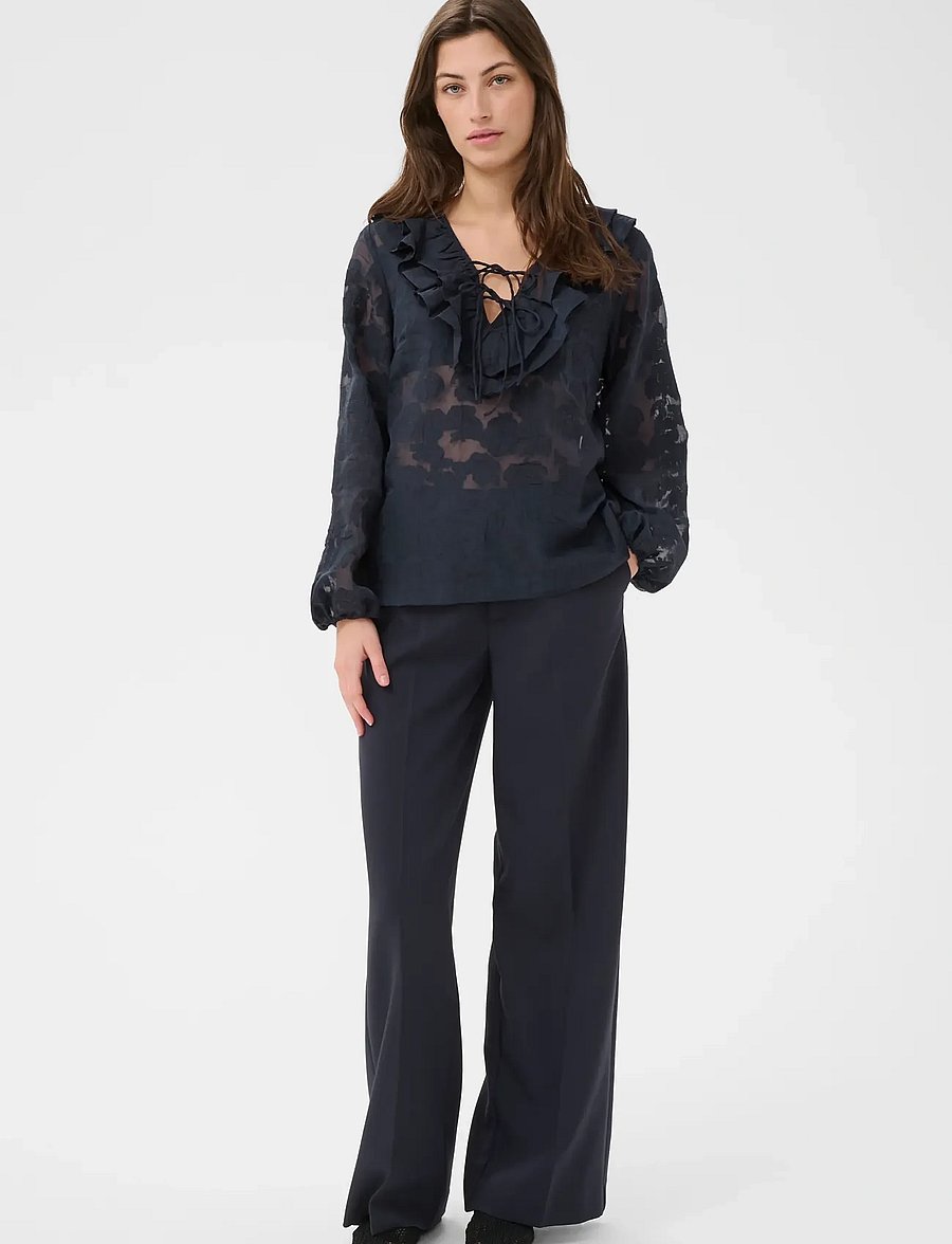 Part Two - ZairaPW BL - langærmede bluser - dark navy blurred flower - 0
