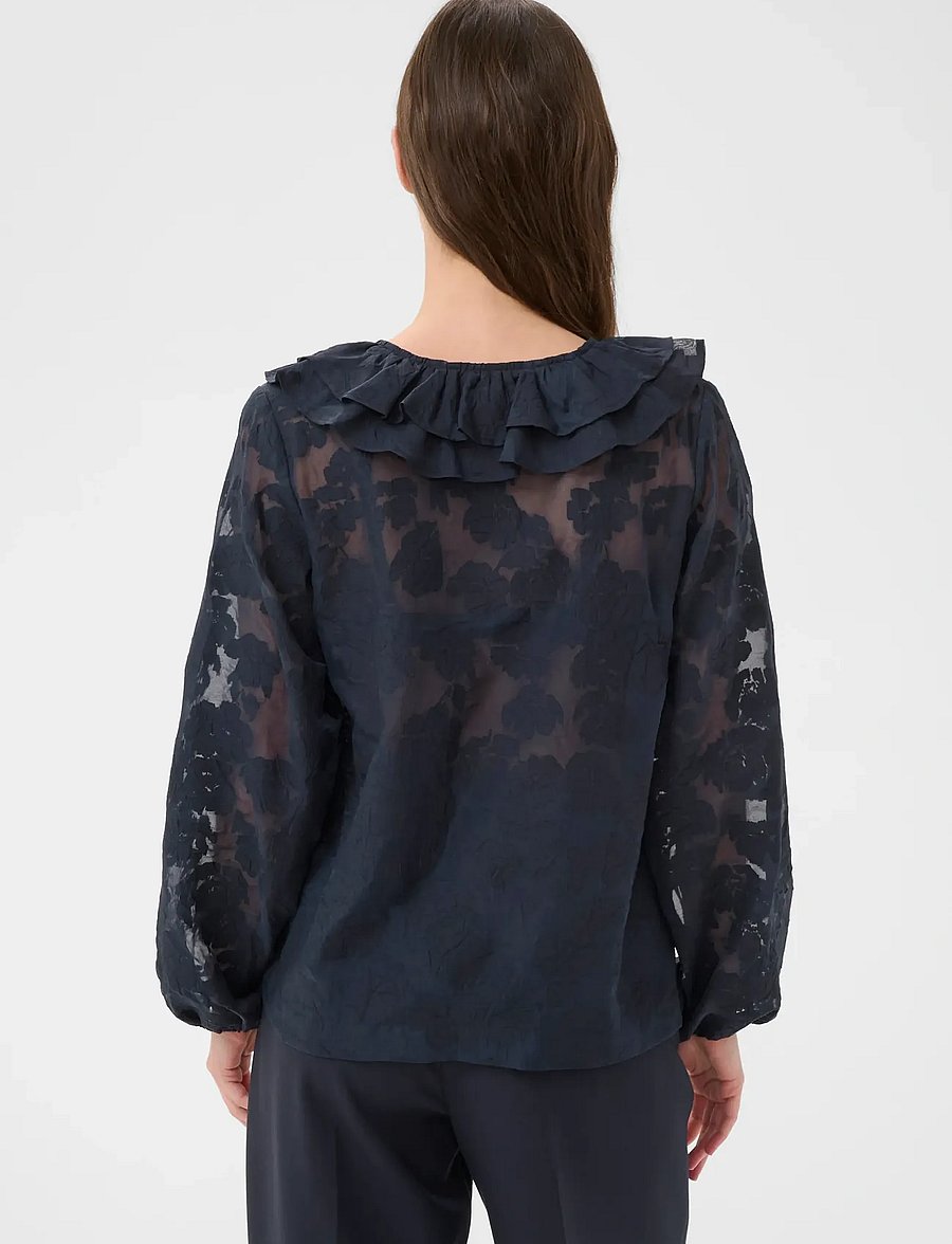 Part Two - ZairaPW BL - langærmede bluser - dark navy blurred flower - 4