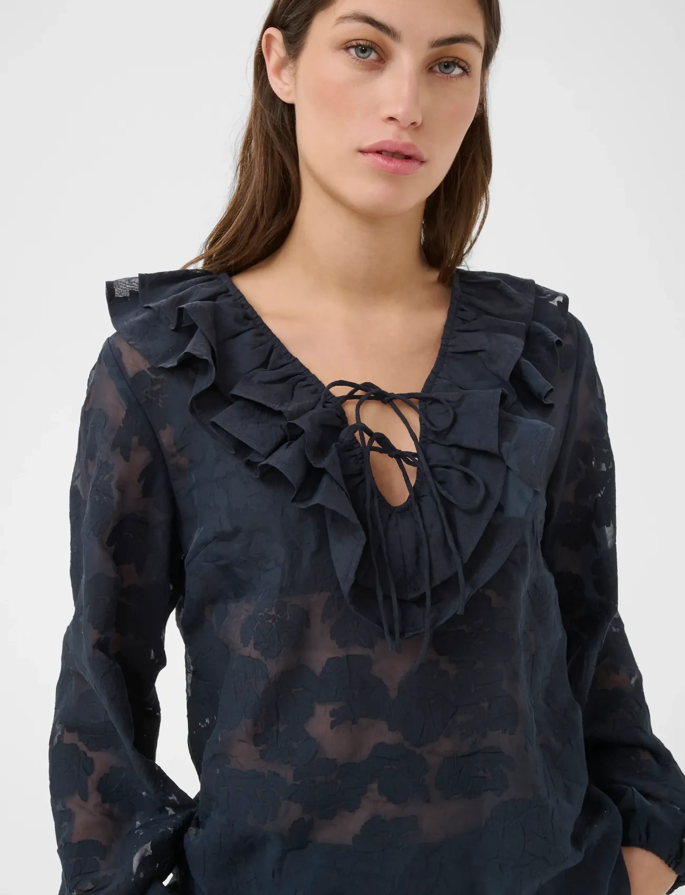 Part Two - ZairaPW BL - langærmede bluser - dark navy blurred flower - 5