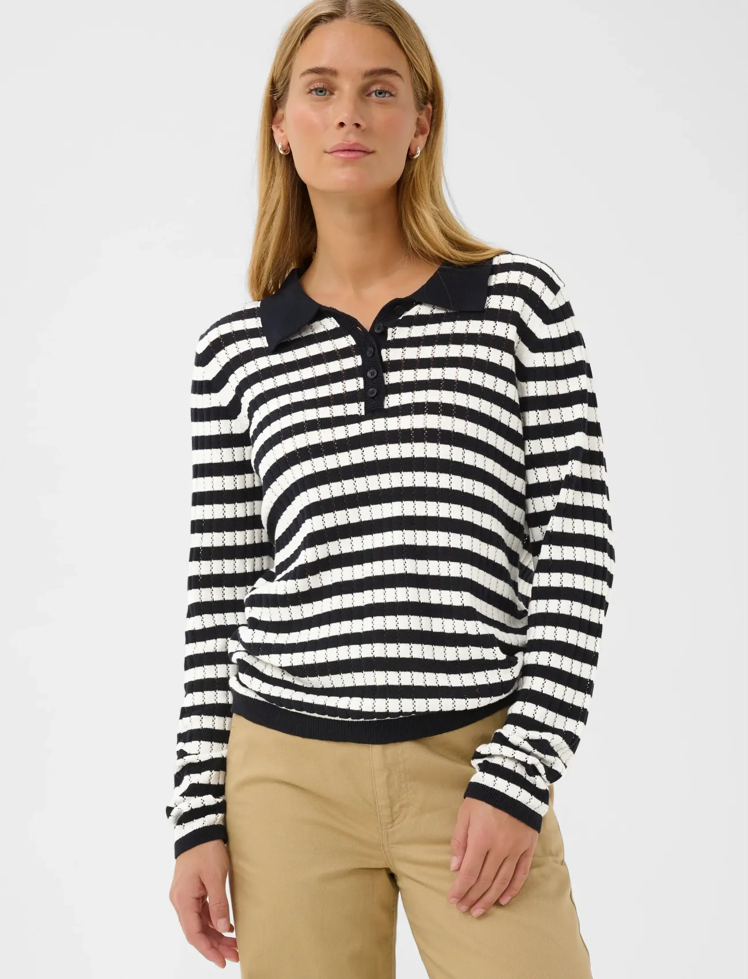 Part Two ZariaPW PU - Long-sleeved tops - DARK NAVY STRIPE / black
