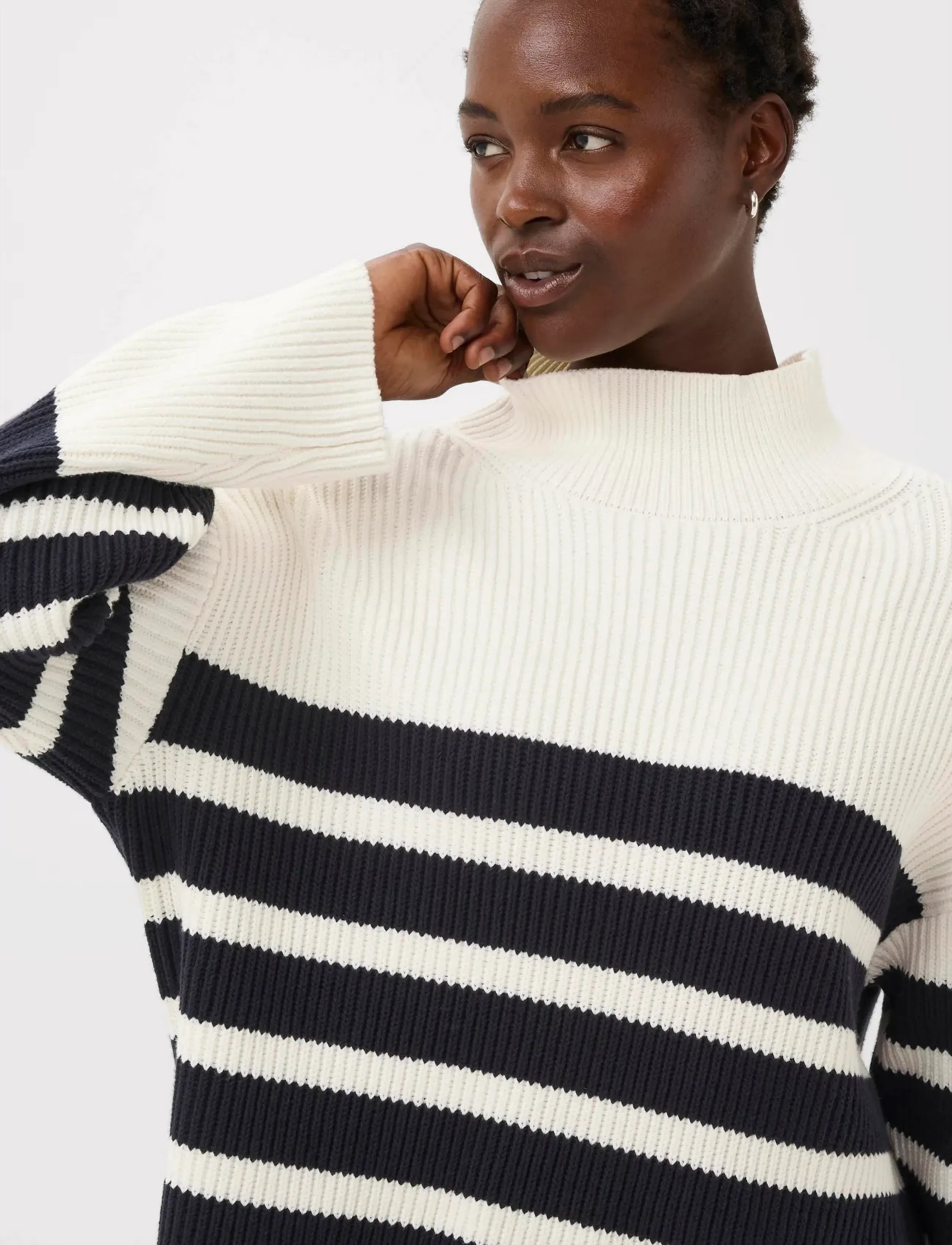 Part Two ZiyaPW PU - Stickat - DARK NAVY STRIPE / white