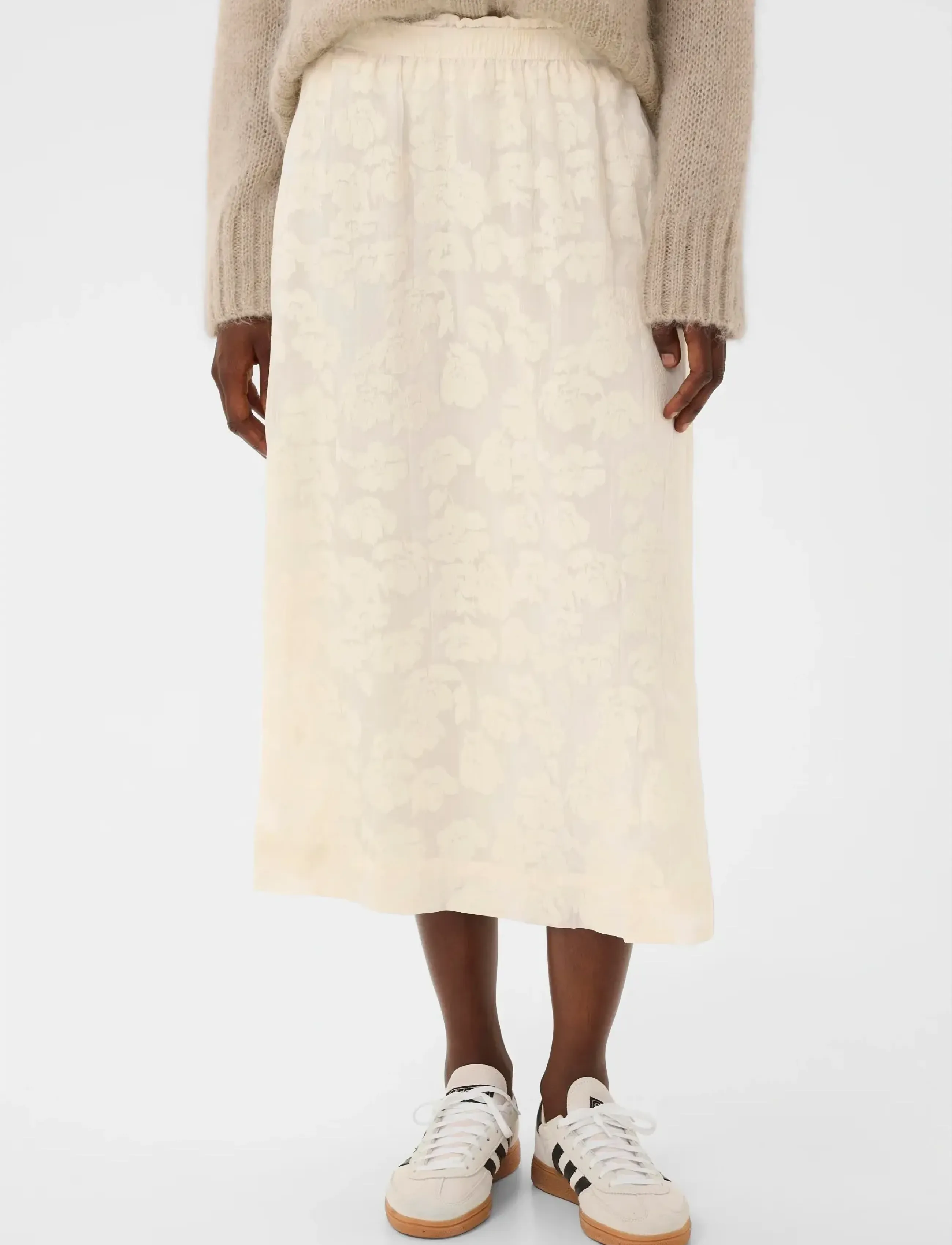 Part Two ZoyaPW SK - Maxi skirts - WHISPER WHITE BLURRED FLOWER / cream