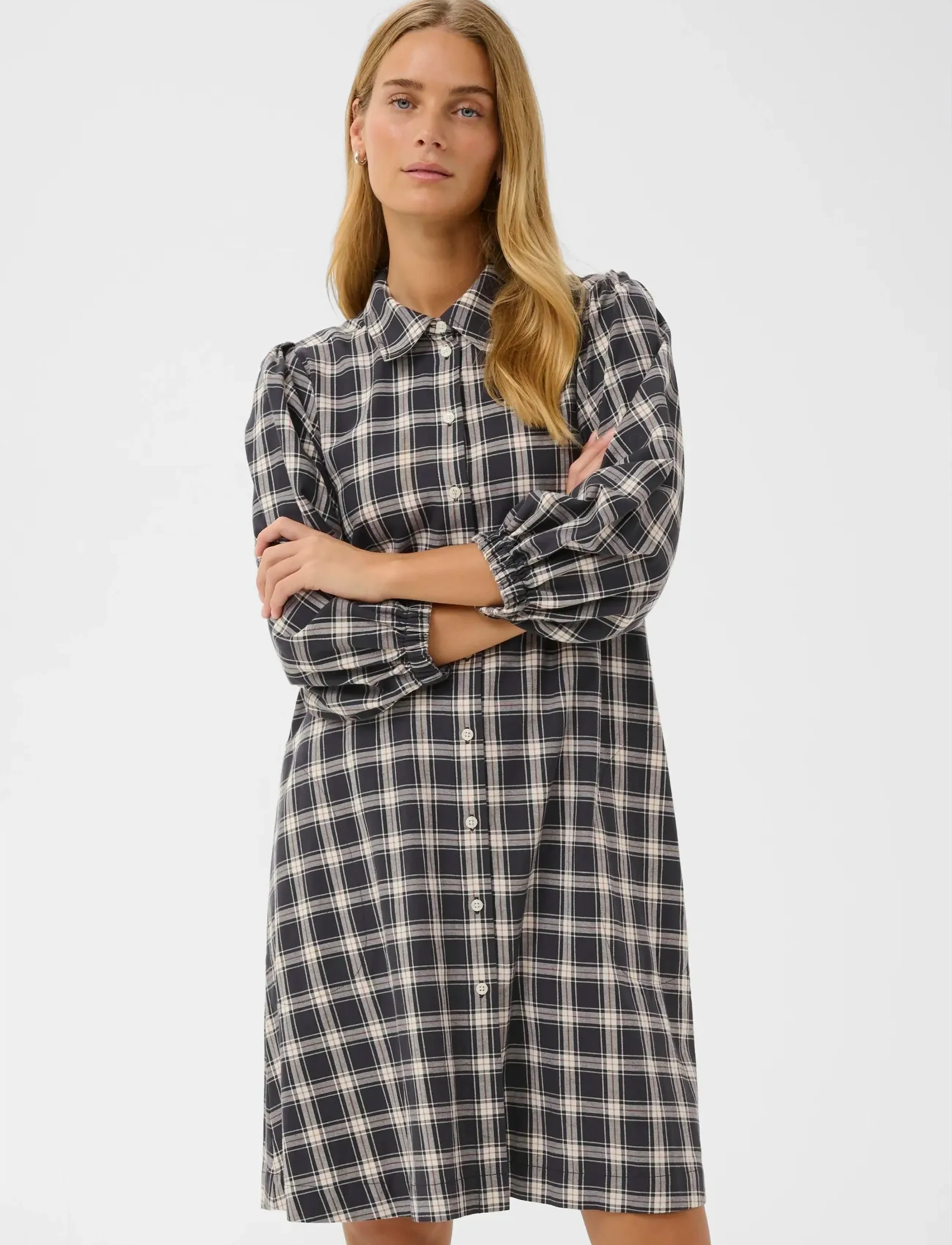 Part Two EleinaPW DR - Klänningar - DARK NAVY CHECK / navy