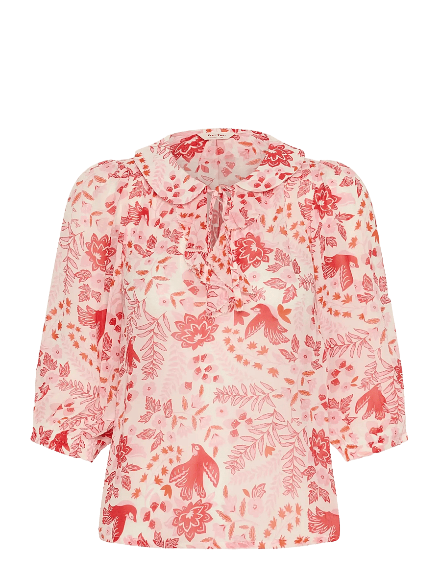 Part Two - AlviaPW BL - langærmede bluser - poppy red bird print - 1