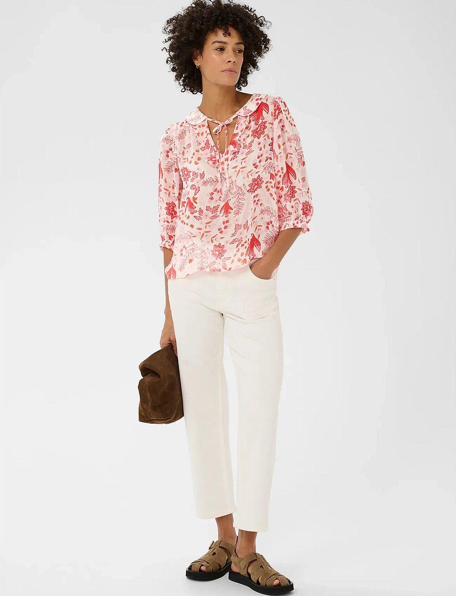 Part Two - AlviaPW BL - langærmede bluser - poppy red bird print - 3