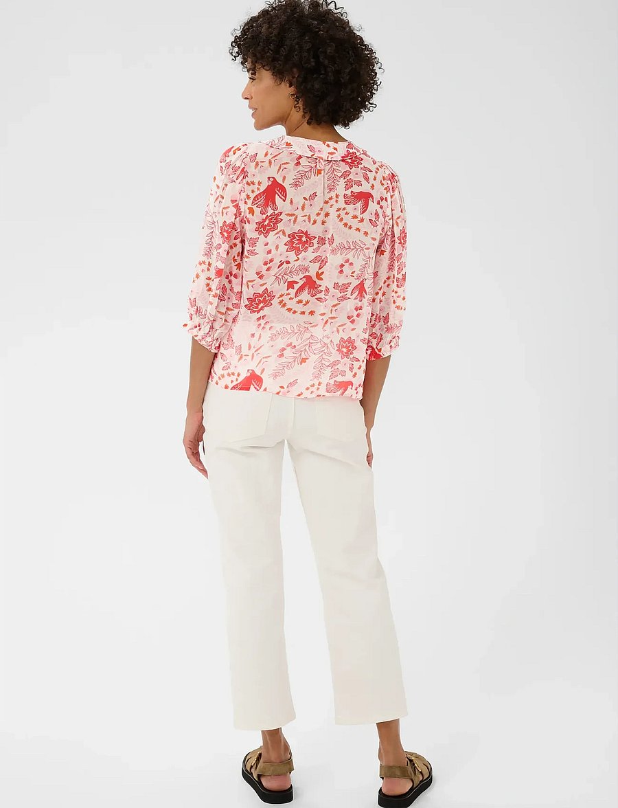 Part Two - AlviaPW BL - langærmede bluser - poppy red bird print - 4