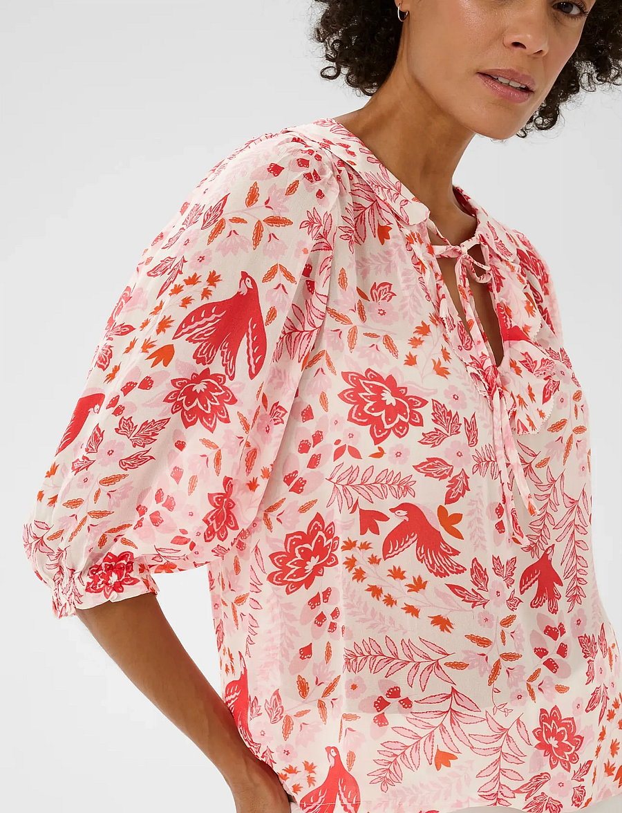Part Two - AlviaPW BL - langærmede bluser - poppy red bird print - 5