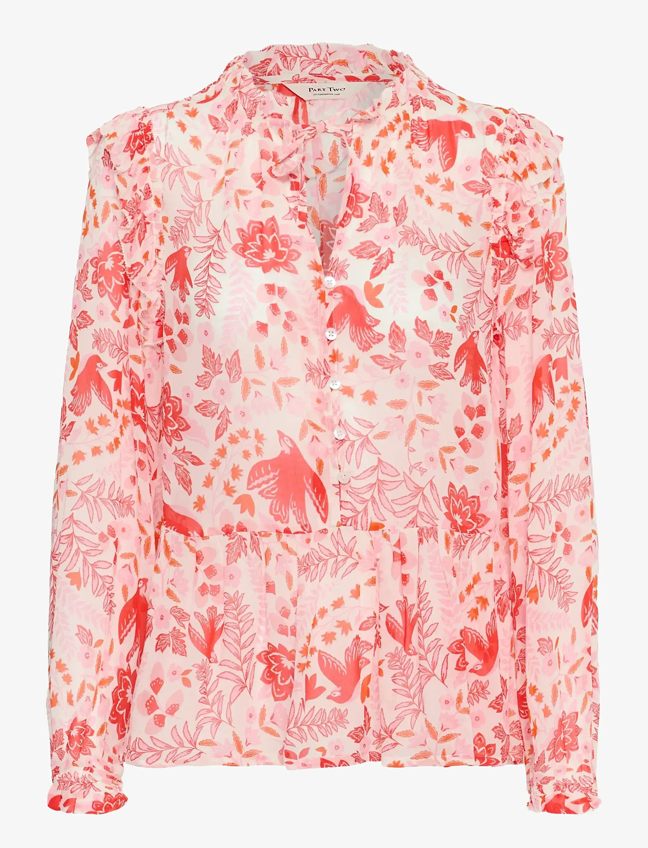 Part Two - AltinaPW DR - långärmade blusar - poppy red bird print - 0
