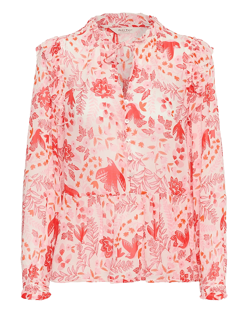 Part Two - AltinaPW DR - långärmade blusar - poppy red bird print - 0