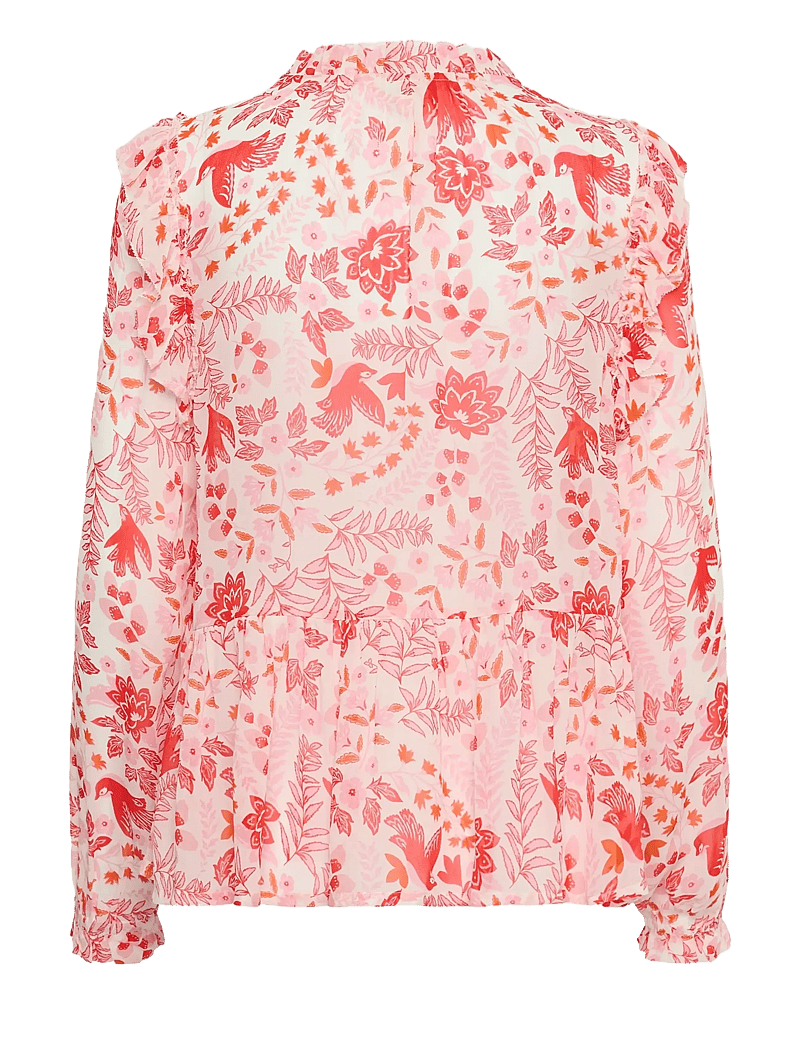 Part Two - AltinaPW DR - långärmade blusar - poppy red bird print - 1