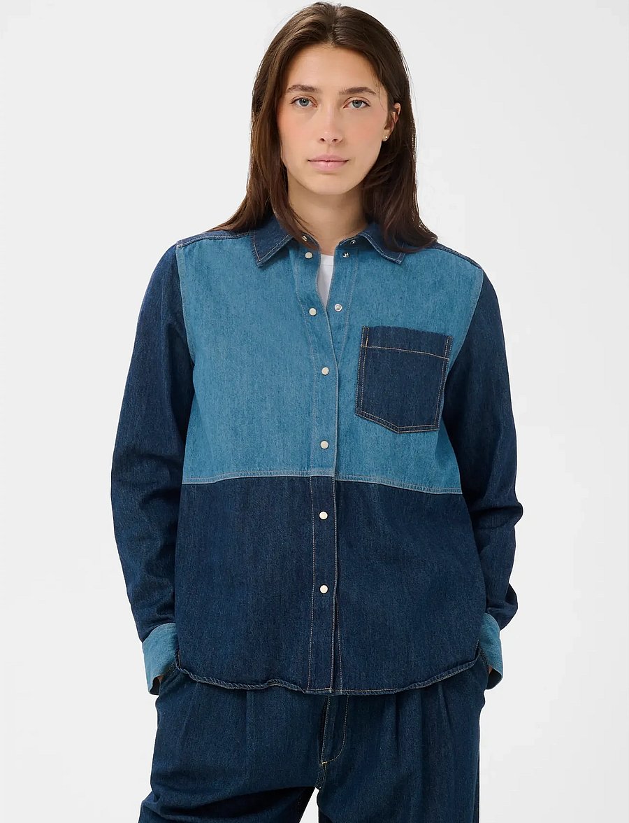 Part Two - AlvinePW SH - jeansskjortor - colour block denim - 0