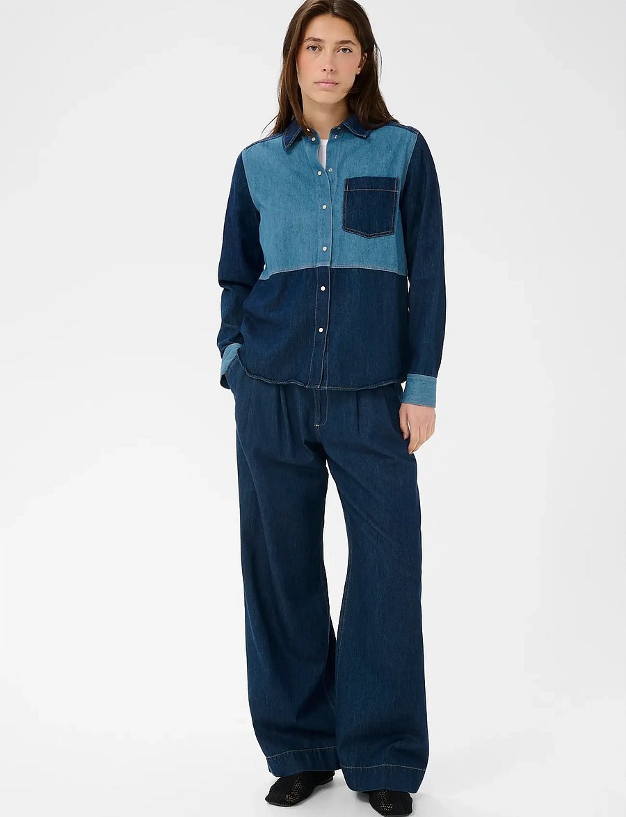 Part Two - AlvinePW SH - jeansskjortor - colour block denim - 3