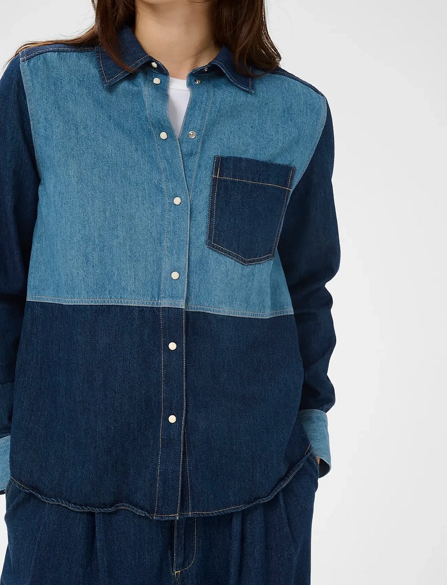Part Two - AlvinePW SH - jeansskjortor - colour block denim - 5