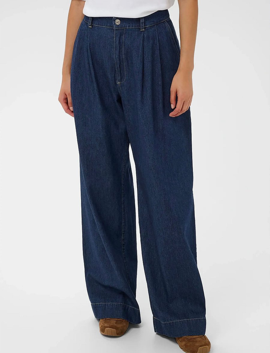 Part Two - AmajaPW PA - hosen mit weitem bein - dark blue denim - 0