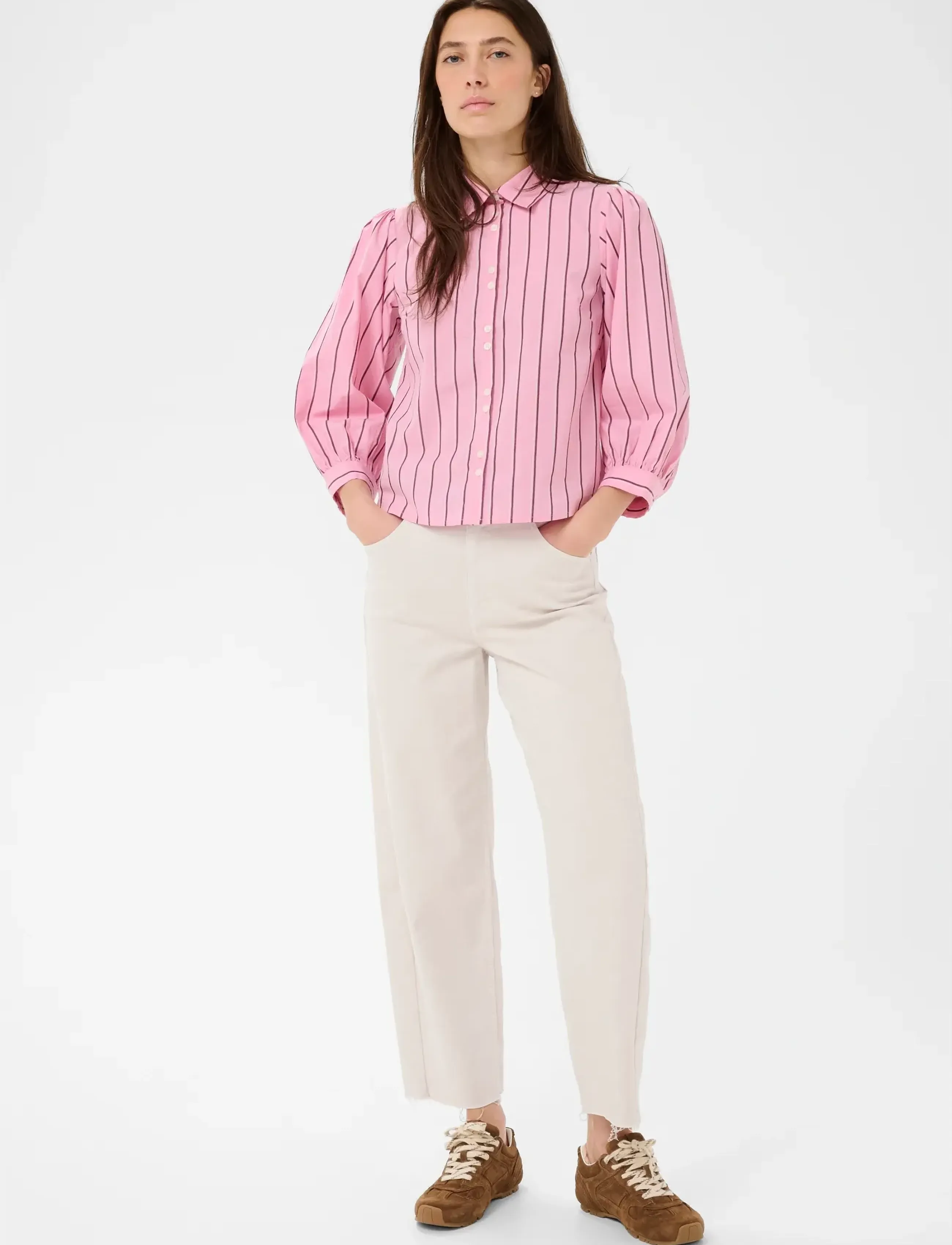 Part Two - AnaisPW SH - langærmede skjorter - pink stripe - 3