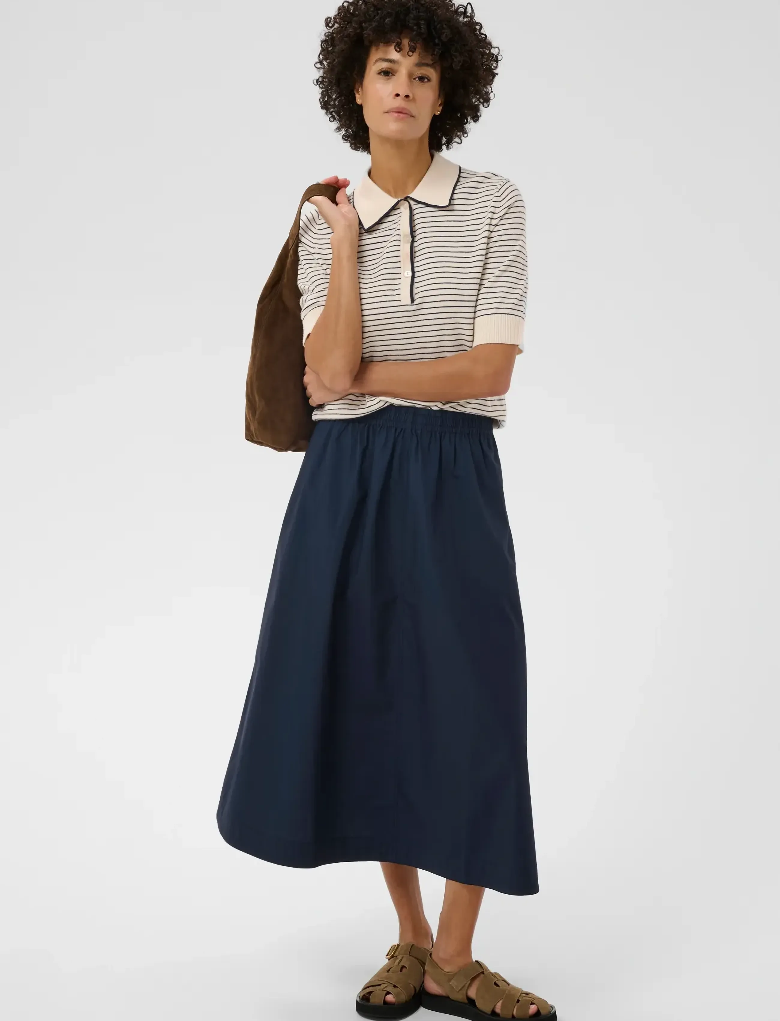 Part Two AsminaPW SK - Midi kjolar - AFTER MIDNIGHT / navy