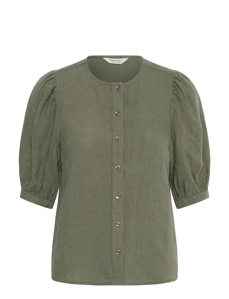 Part Two - AzraPW SH - kortærmede bluser - smokey olive - 1
