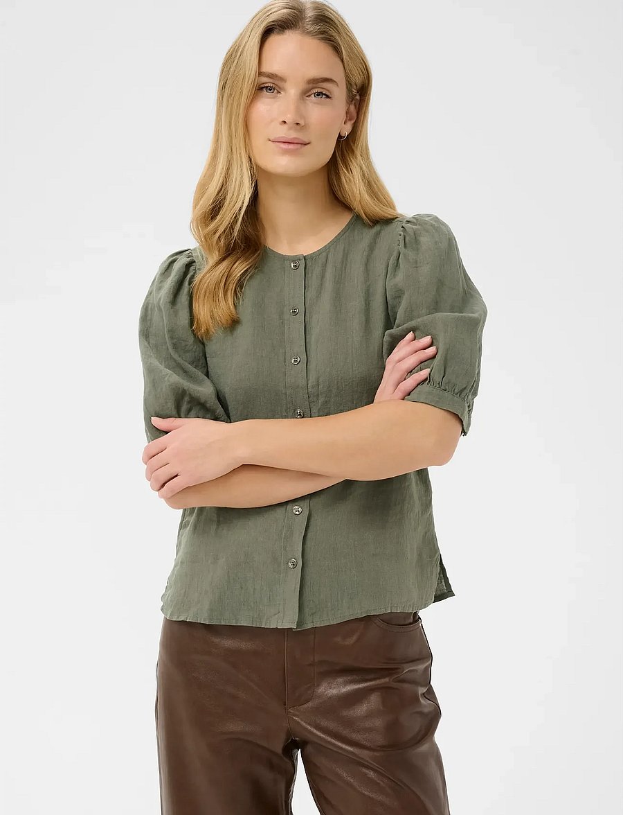 Part Two - AzraPW SH - kortærmede bluser - smokey olive - 0