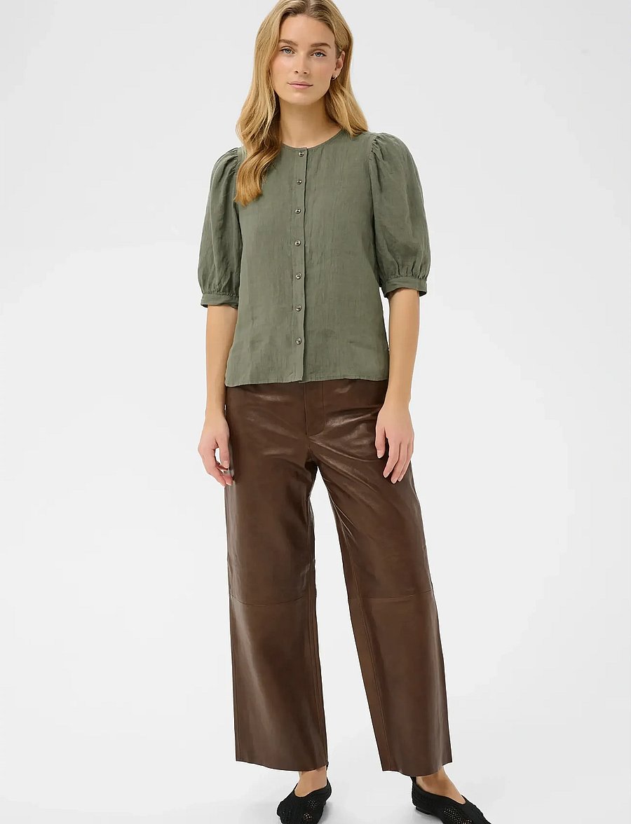 Part Two - AzraPW SH - kortærmede bluser - smokey olive - 3
