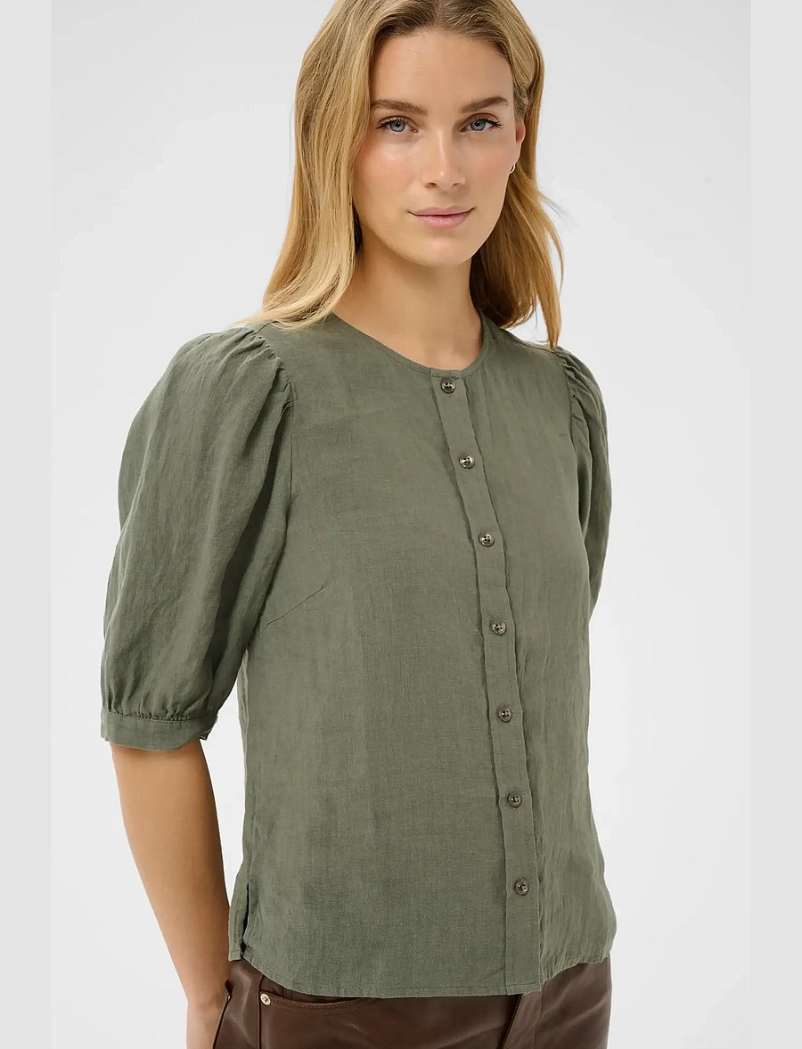Part Two - AzraPW SH - kortærmede bluser - smokey olive - 5
