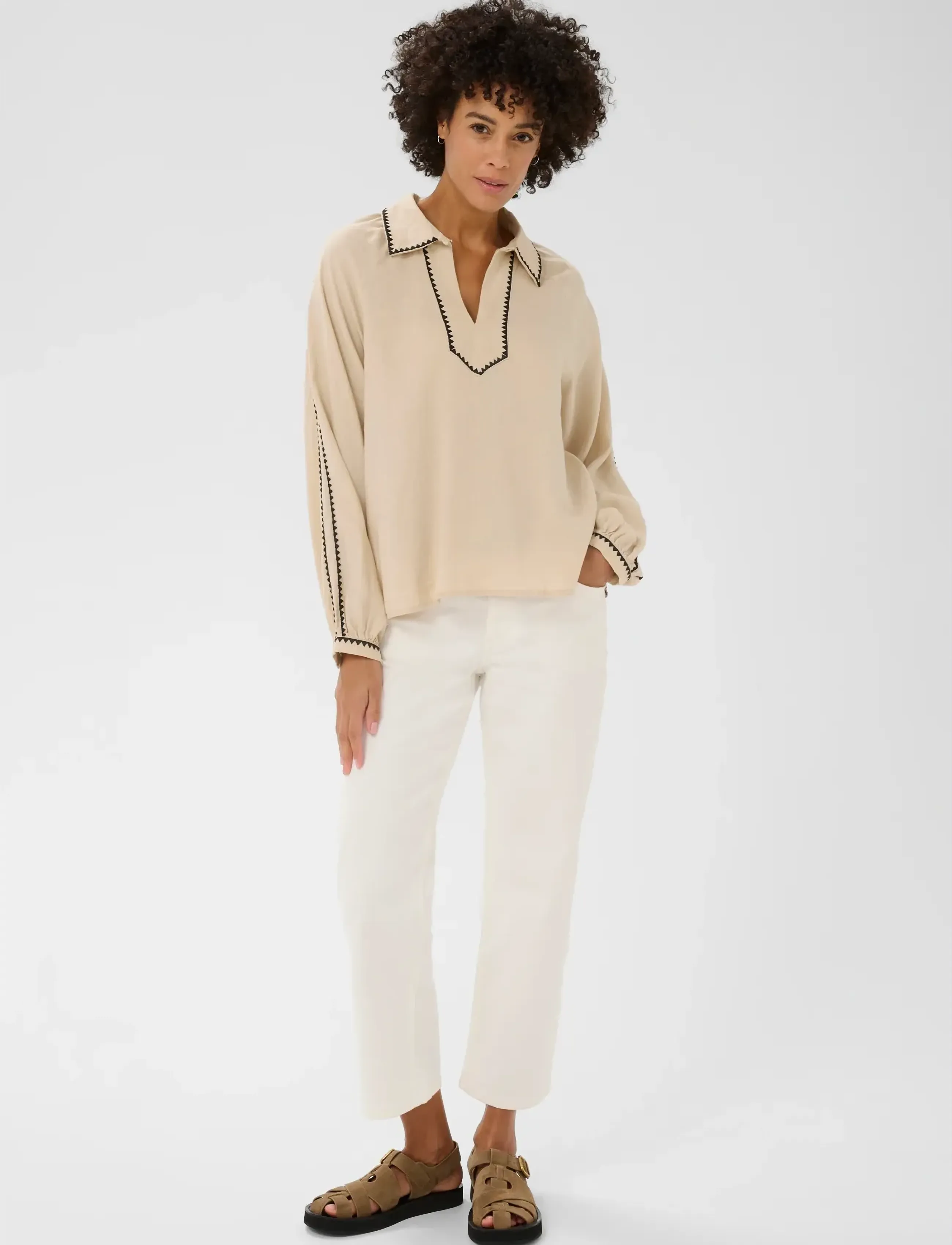 Part Two Aimypw Bl, 36, Beige, Skjorter > Langærmede, Dame