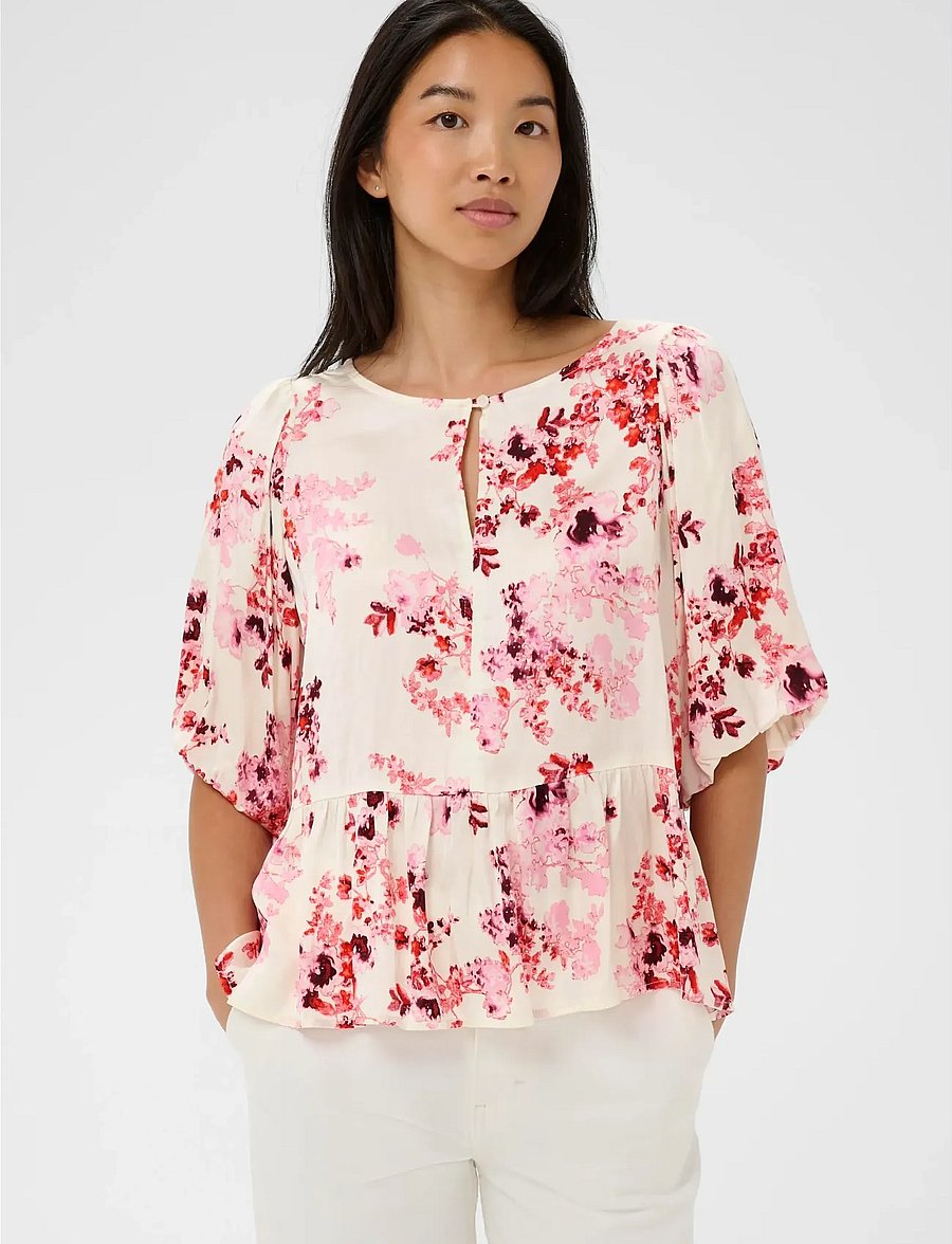 Part Two - AzeliaPW BL - kurzärmelige blusen - pink shadow flower print - 0