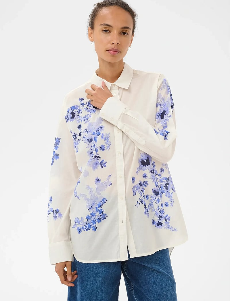 Part Two - AleiaPW SH - långärmade skjortor - blue shadow flower print - 0