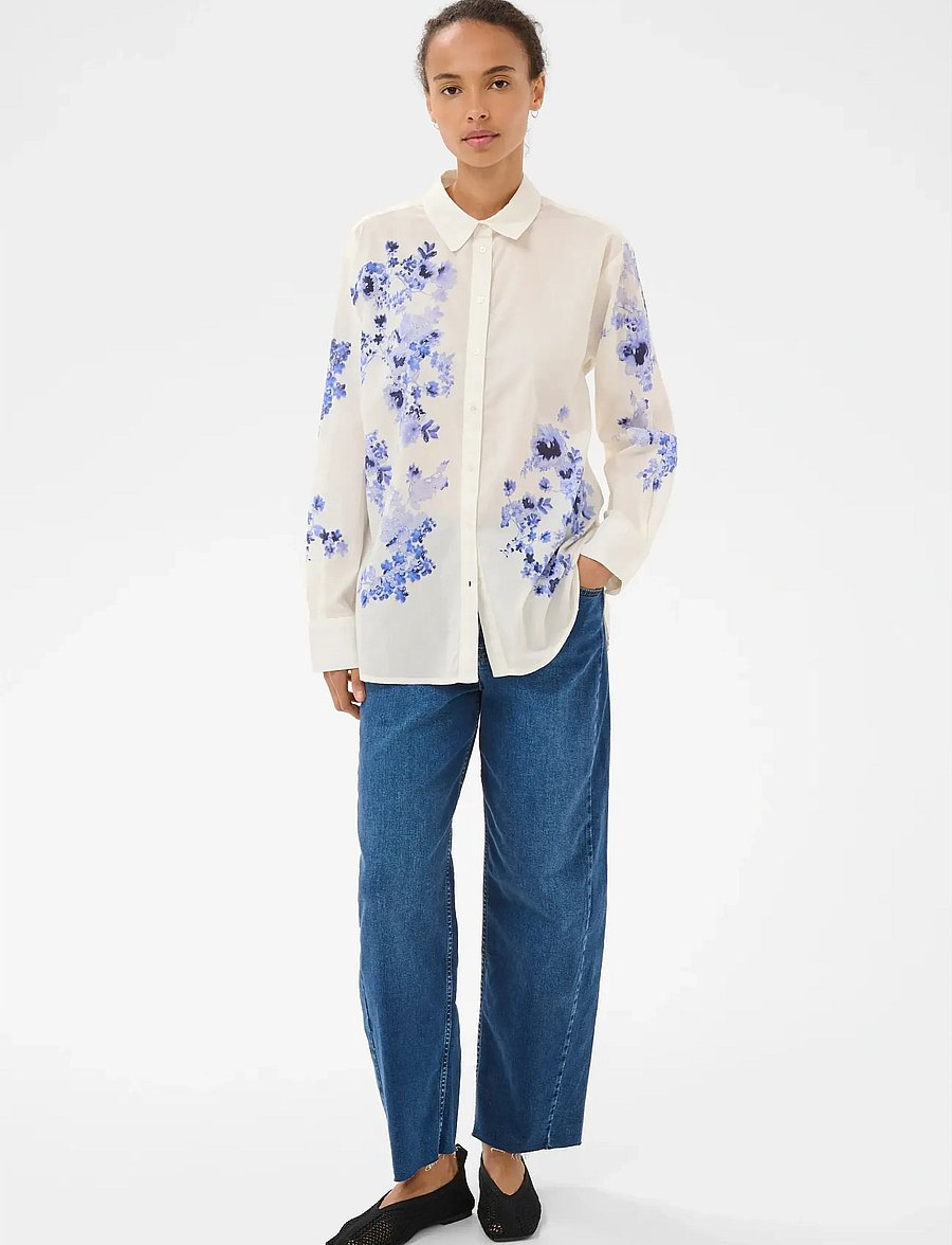 Part Two - AleiaPW SH - marškiniai ilgomis rankovėmis - blue shadow flower print - 3