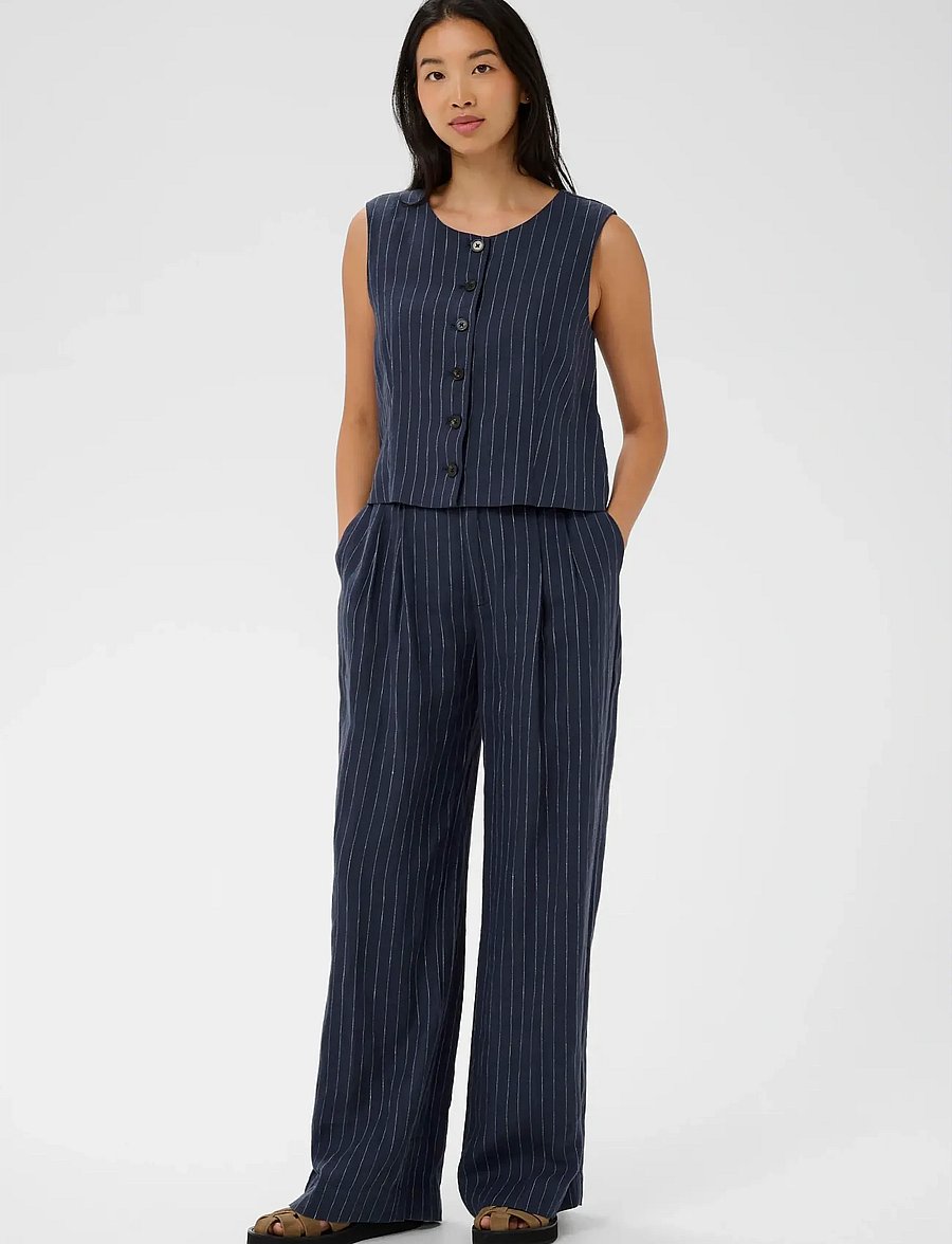 Part Two - AliyaPW PA - bukser med brede ben - blue nights pinstripe - 3
