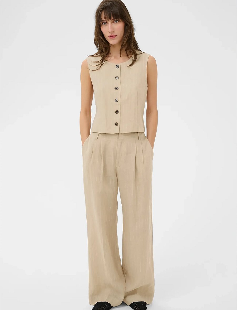 Part Two - AliyaPW PA - wide leg trousers - neutral pinstripe - 3