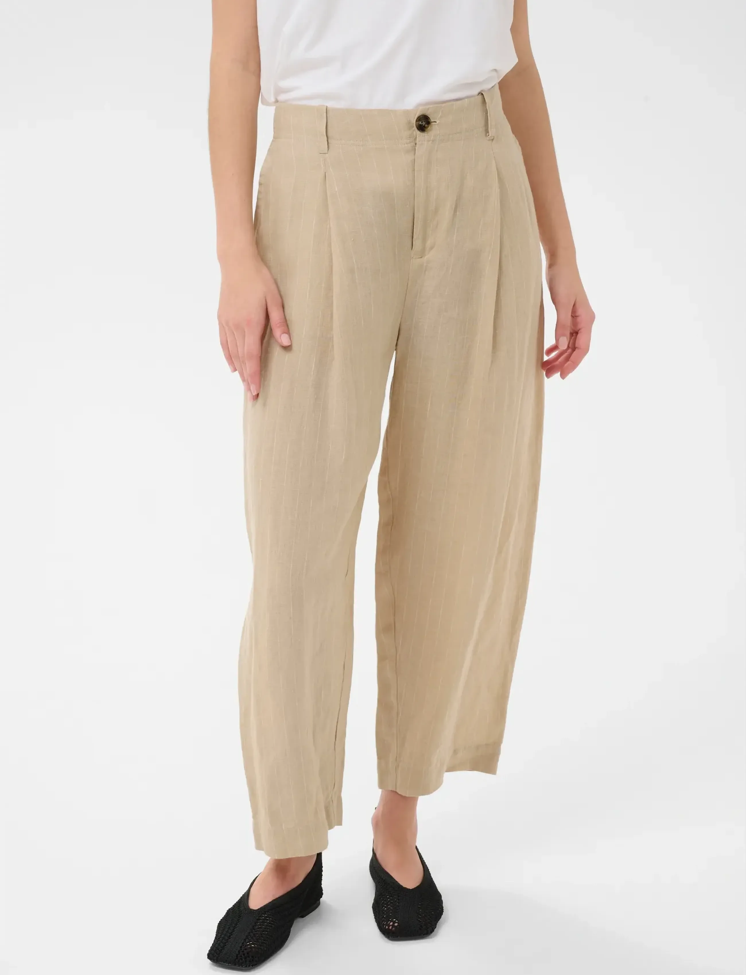 Part Two NettasPW PA - Hosen - NEUTRAL PINSTRIPE / beige