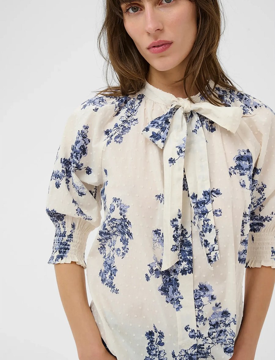 Part Two - AlmeraPW SH - kortærmede bluser - blue shadow flower print - 3