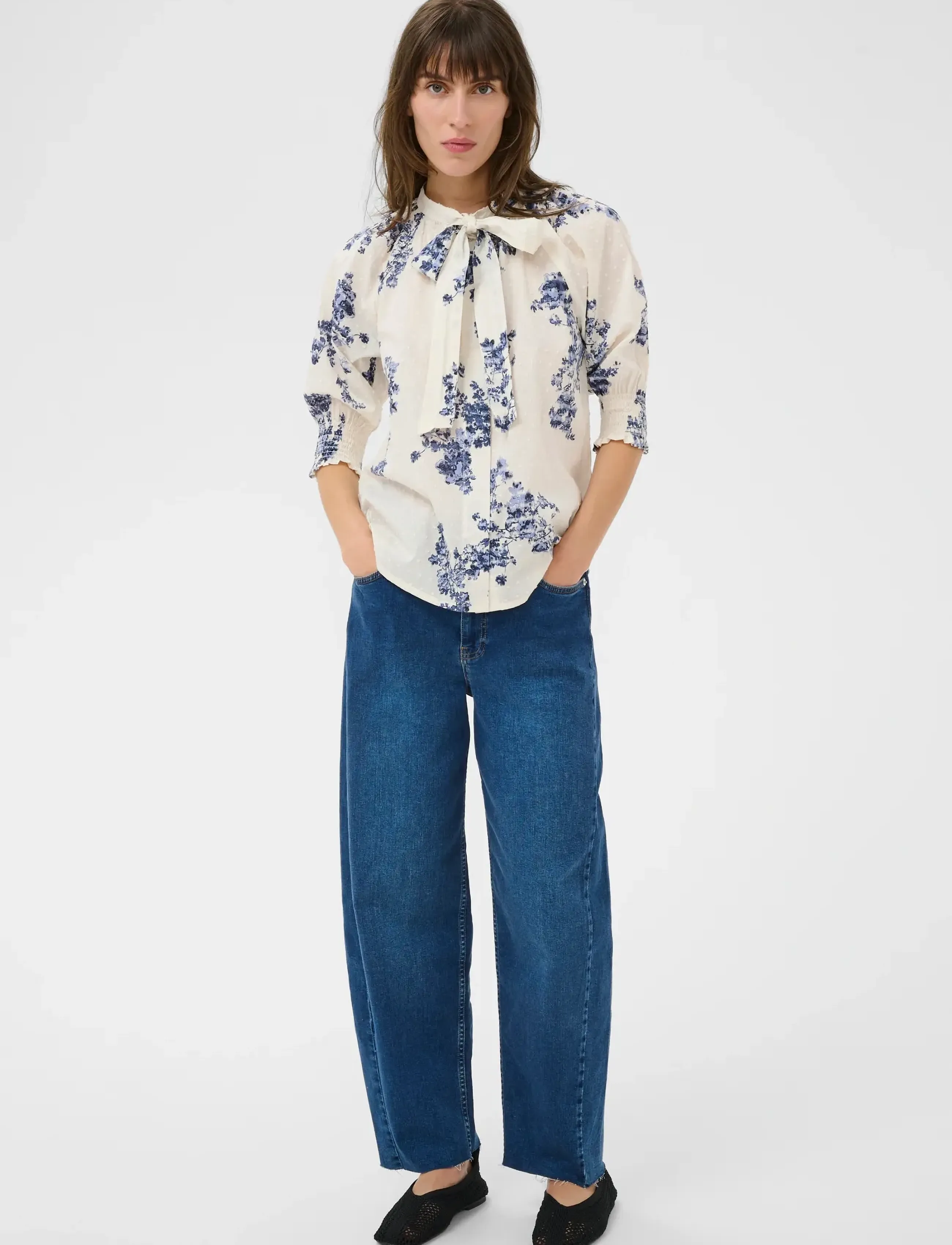 Part Two - AlmeraPW SH - kortärmade blusar - blue shadow flower print - 5