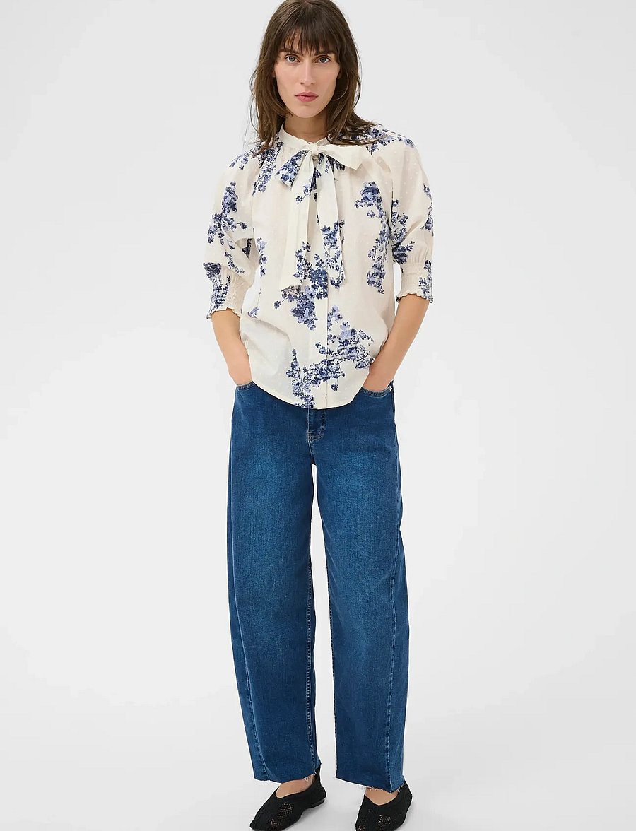 Part Two - AlmeraPW SH - kortærmede bluser - blue shadow flower print - 5