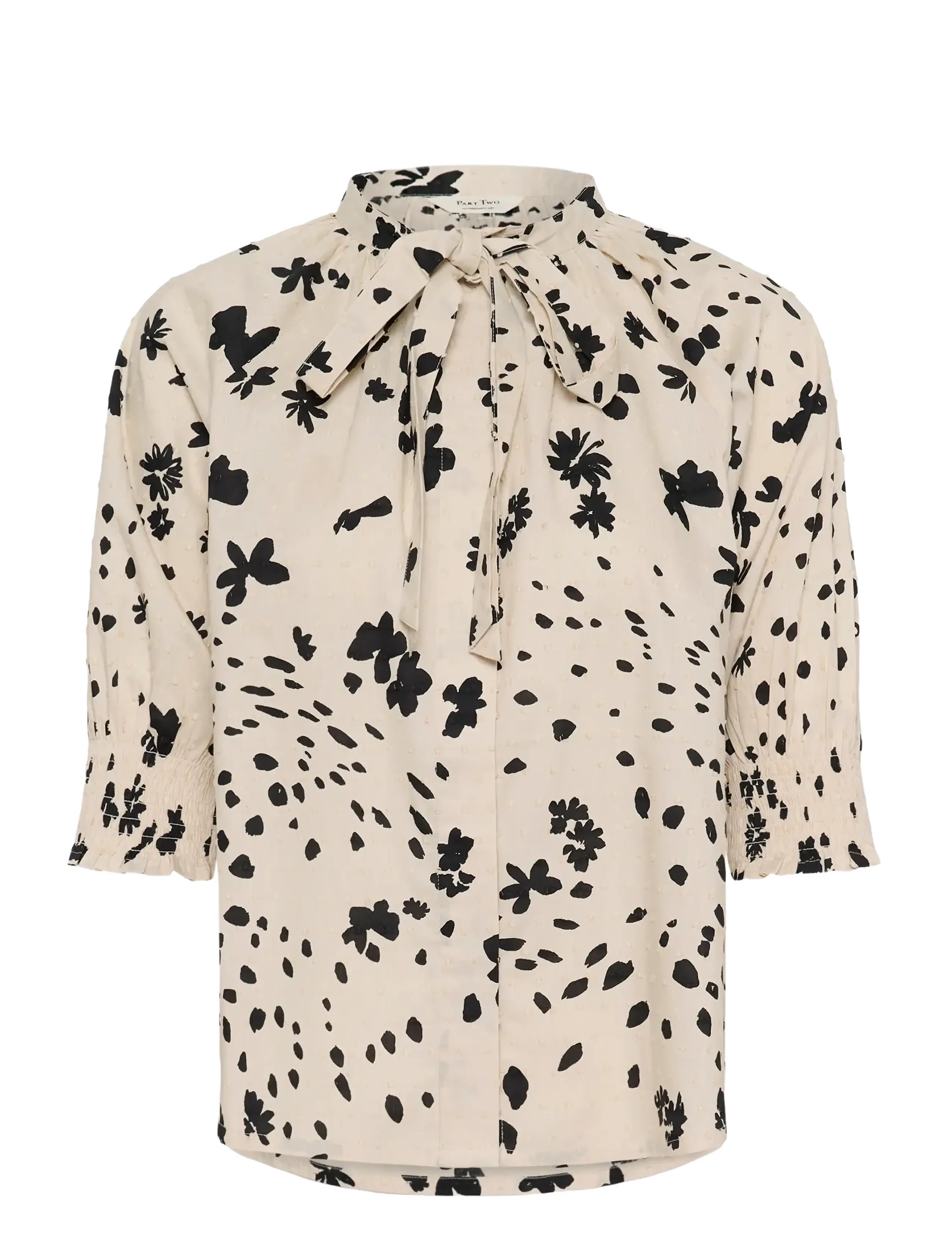 BLACK DOT FLOWER PRINT