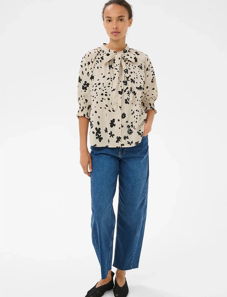 Part Two - AlmeraPW SH - kortærmede bluser - black dot flower print - 0