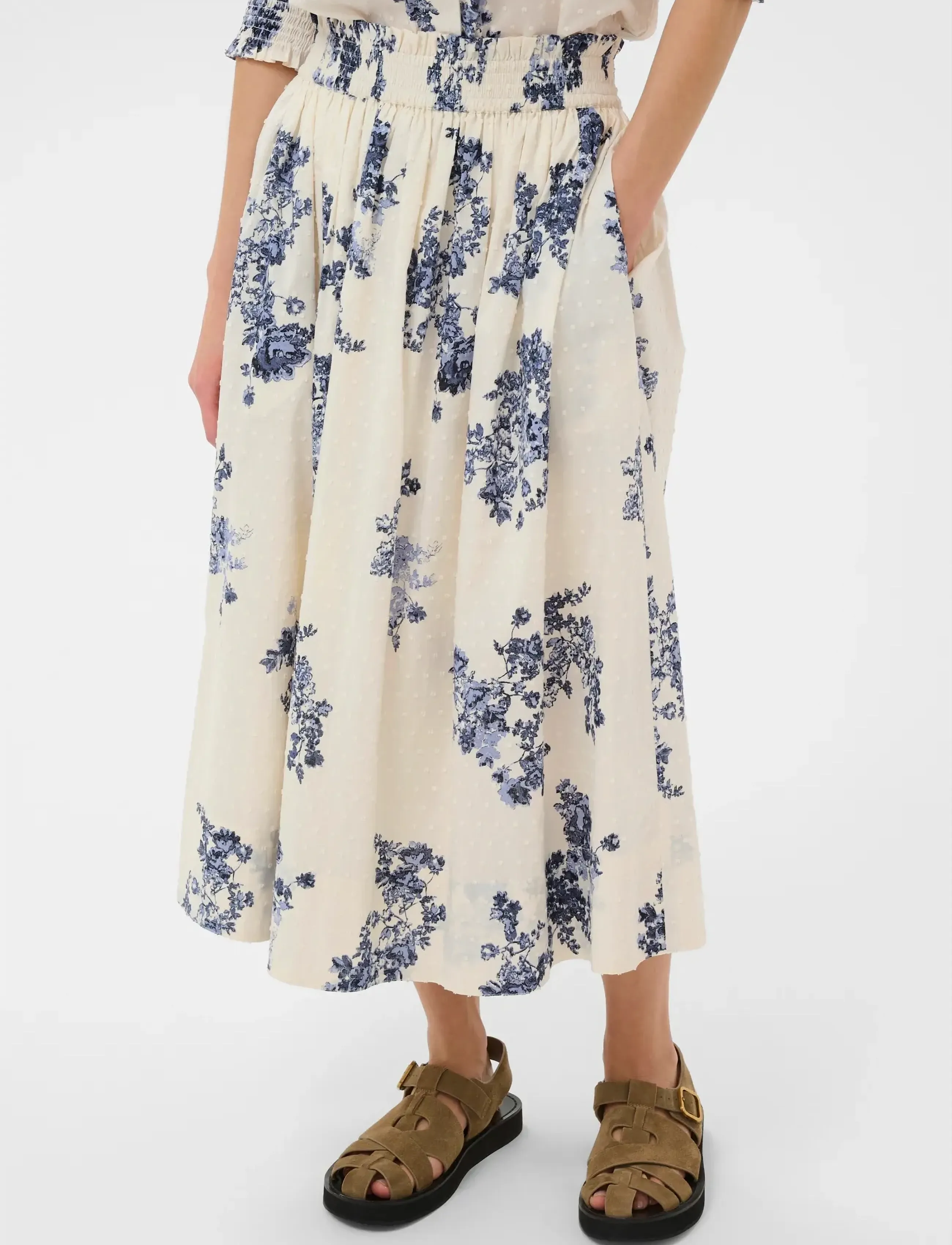 Part Two AmaiaPW SK - Röcke - BLUE SHADOW FLOWER PRINT / cream