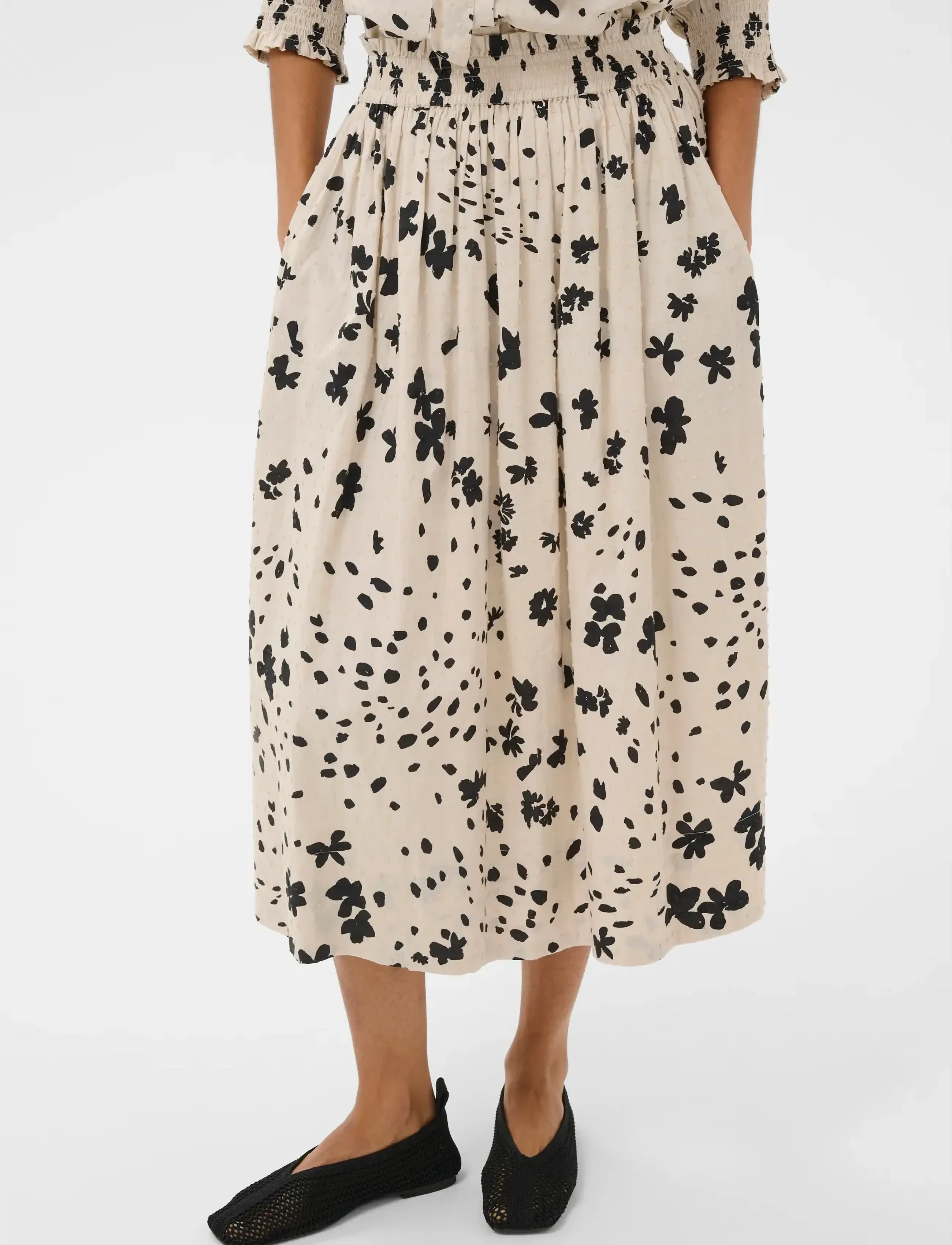 Part Two - AmaiaPW SK - midi skirts - black dot flower print - 3