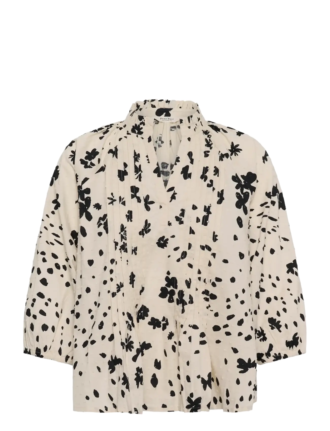 Part Two AlettaPW BL - Shirts - BLACK DOT FLOWER PRINT / cream