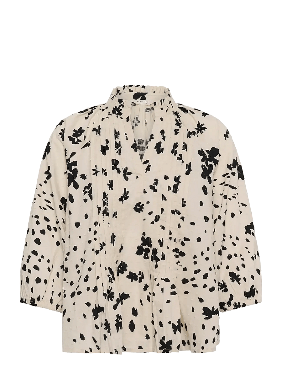 Part Two - AlettaPW BL - koszule z długimi rękawami - black dot flower print - 1