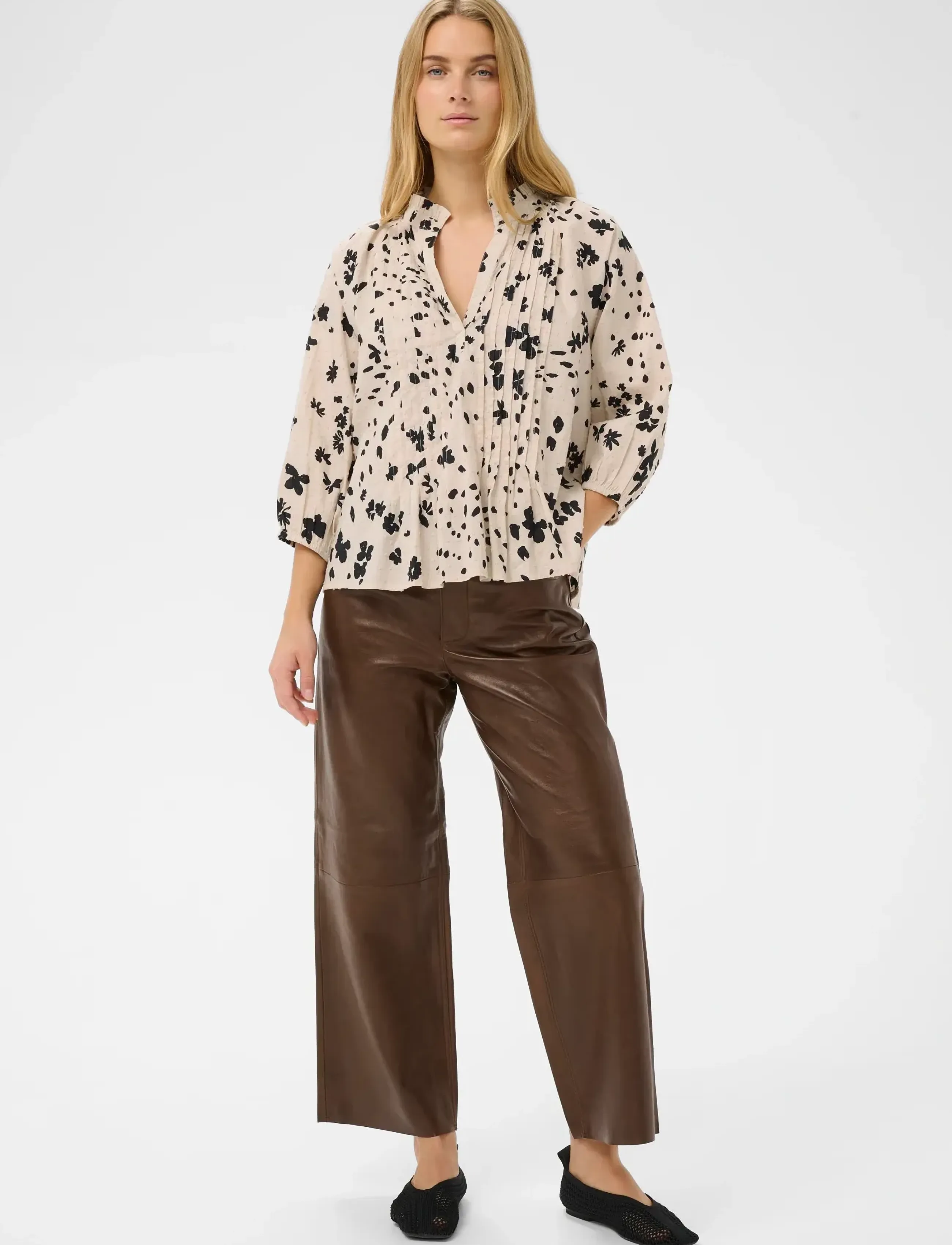 Part Two - AlettaPW BL - koszule z długimi rękawami - black dot flower print - 3