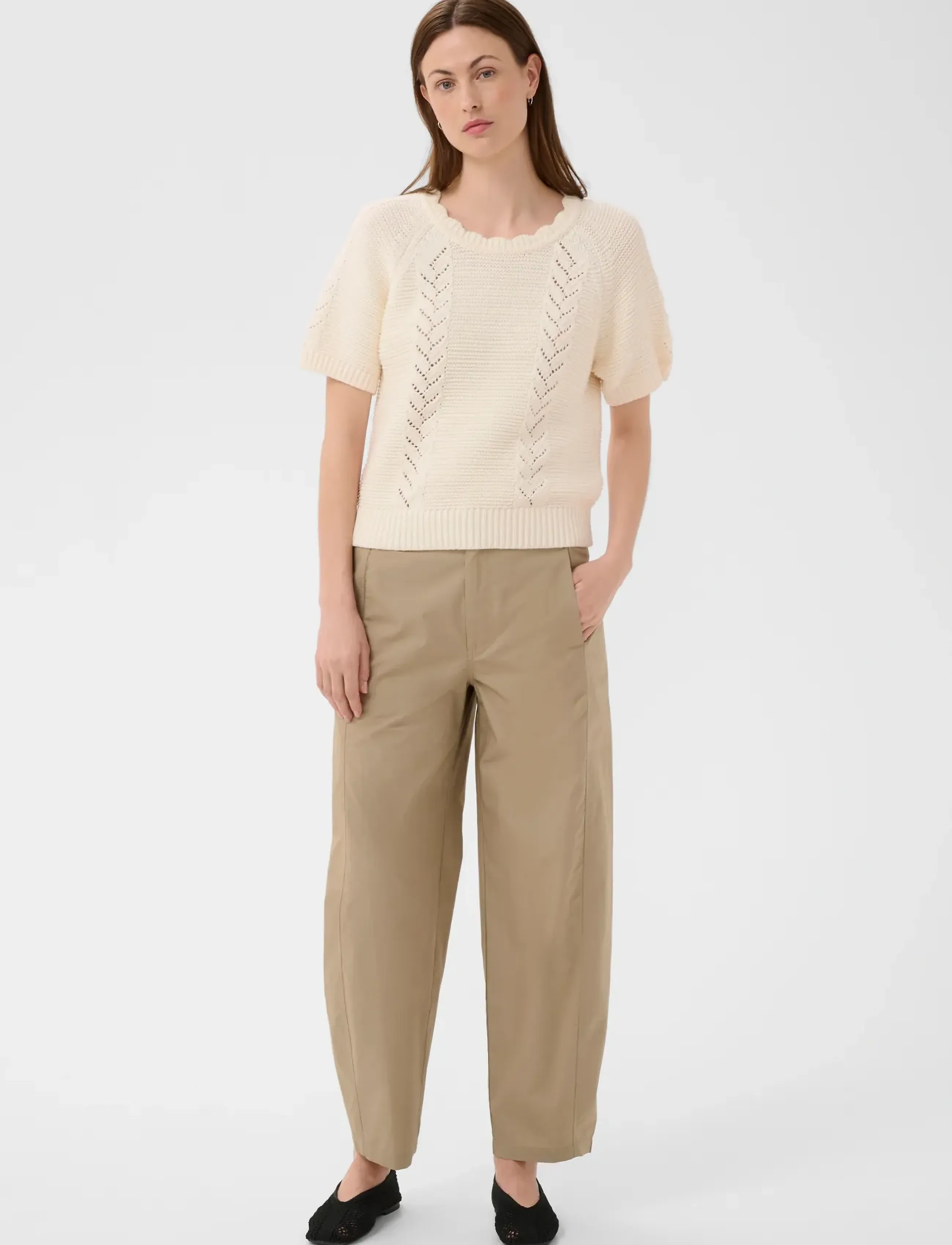 Part Two Atimaspw Pa, 42, Beige, Trousers > Barrel Trousers, Dame