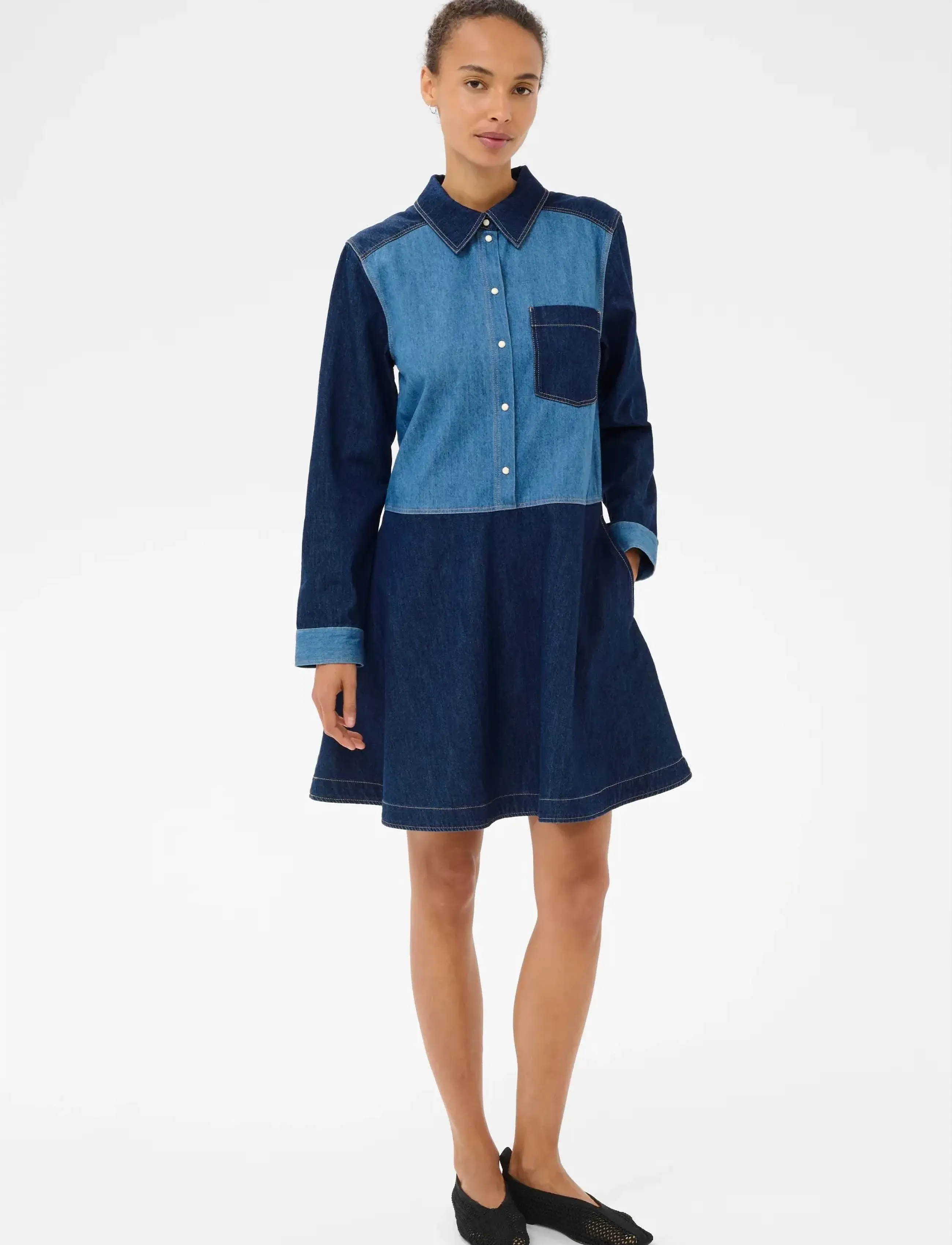 Part Two - AugustinePW DR - skjortklänningar - colour block denim - 3