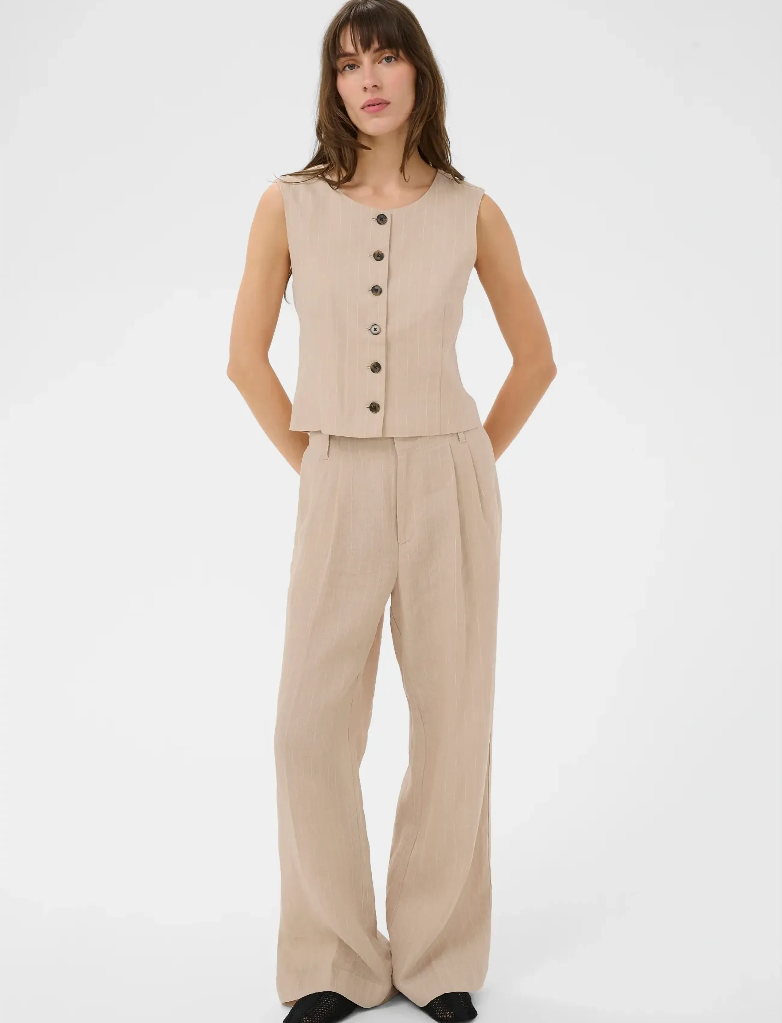 Part Two - AzaniaPW WA - Ärmellose tops - neutral pinstripe - 3