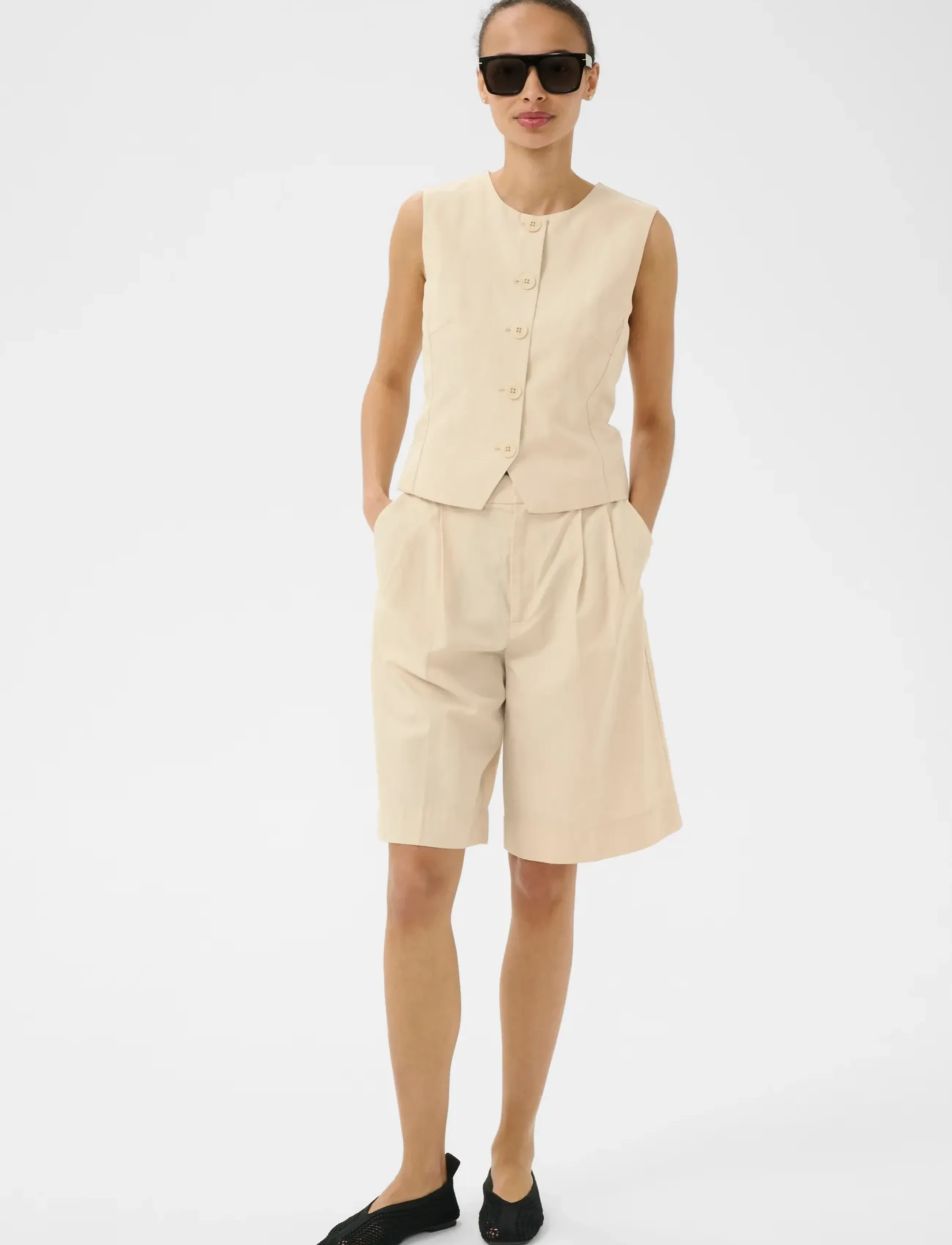 Part Two Benittapw Waistcoat, 46, Westen, Creme - Quilted Frauen