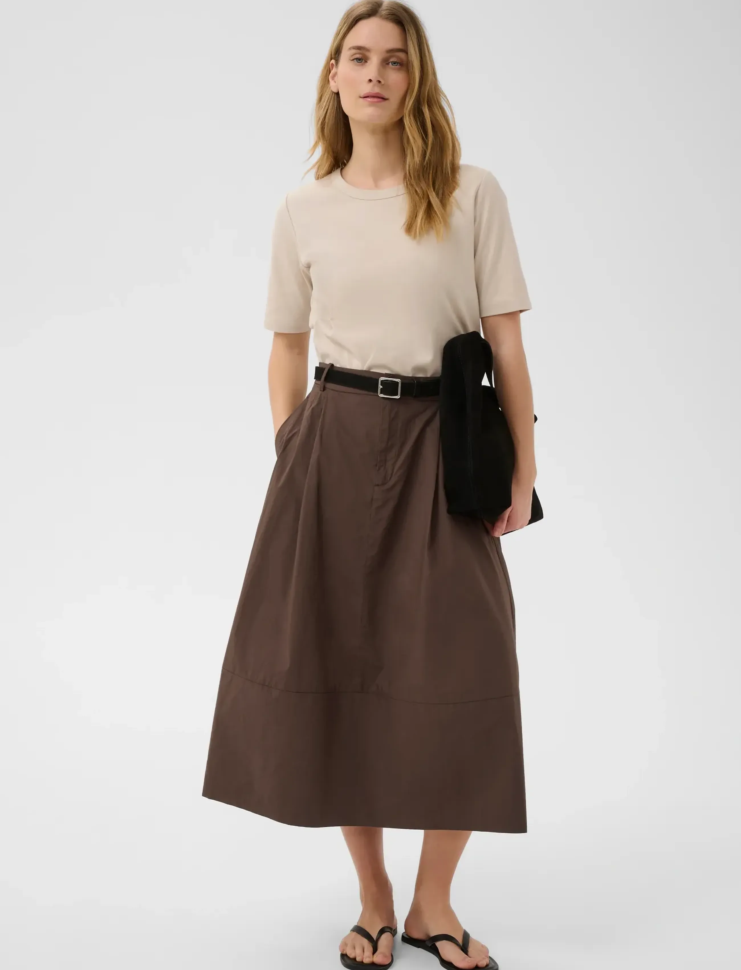 Part Two Bojanapw Skirt, Kvinder, Midi A-Linje Nederdel, Brun, Str: 32