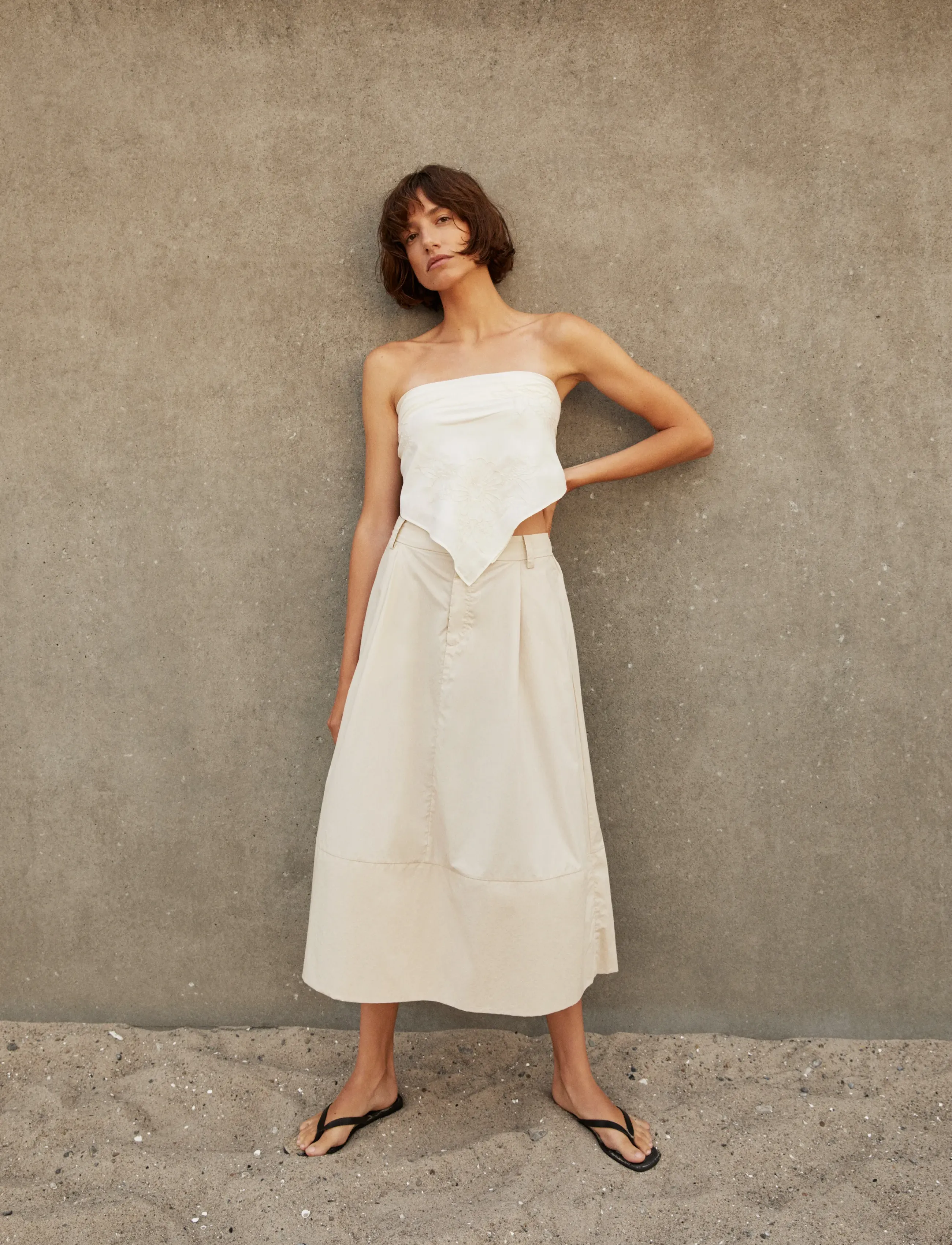 Part Two BojanaPW Skirt - Midi skirts - FRENCH OAK / cream