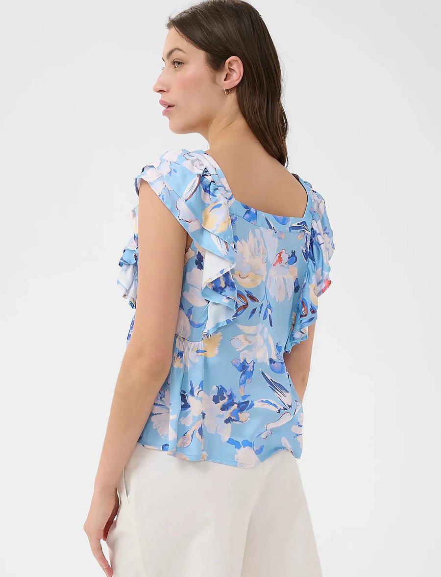 Part Two - BinaraPW Top - lühikeste varrukatega pluusid - blue watercolor flower print - 4