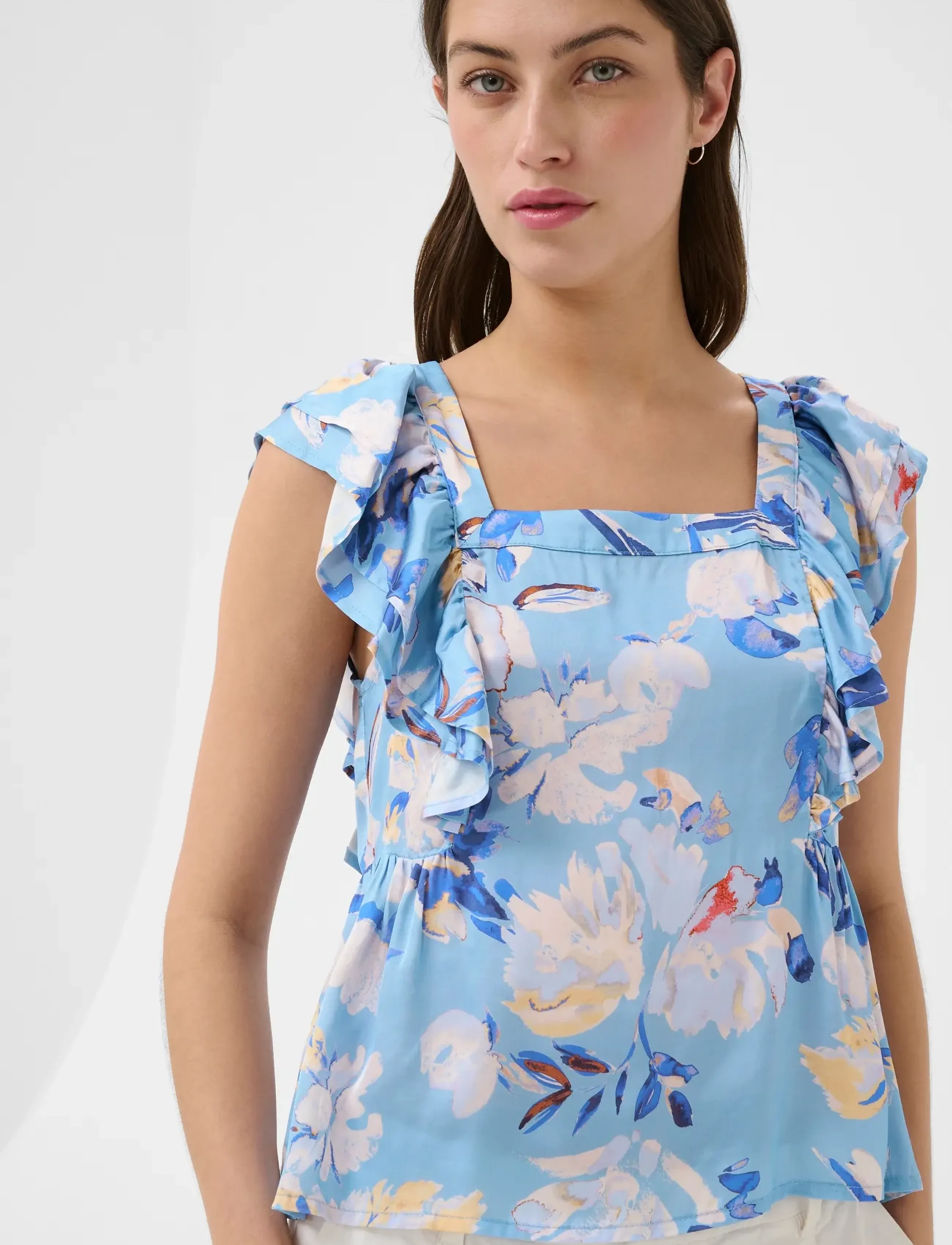 Part Two - BinaraPW Top - lühikeste varrukatega pluusid - blue watercolor flower print - 5